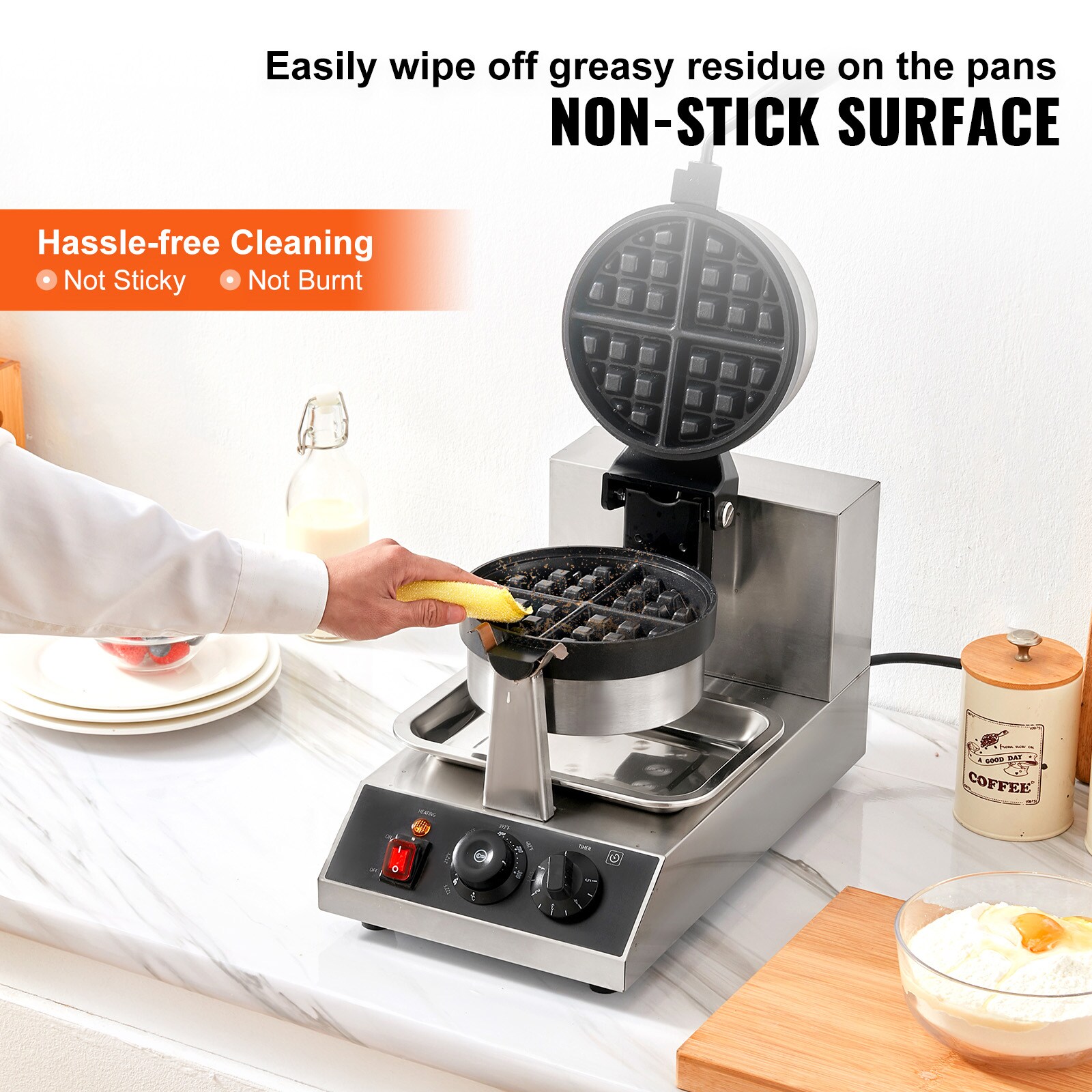 VEVOR Round Flippable Waffle Maker at