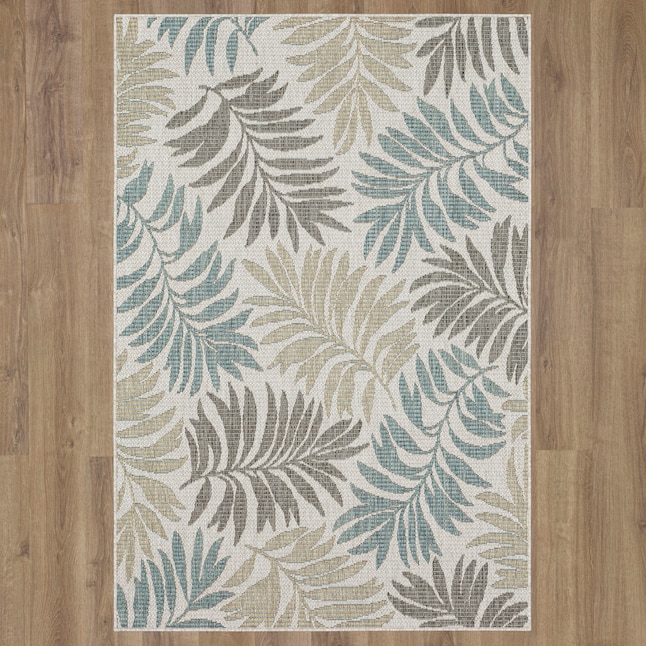 Allen Roth With Neutral Fern 10 X 13 Ft Outdoor Area Rug In The Rugs Department At Lowes Com