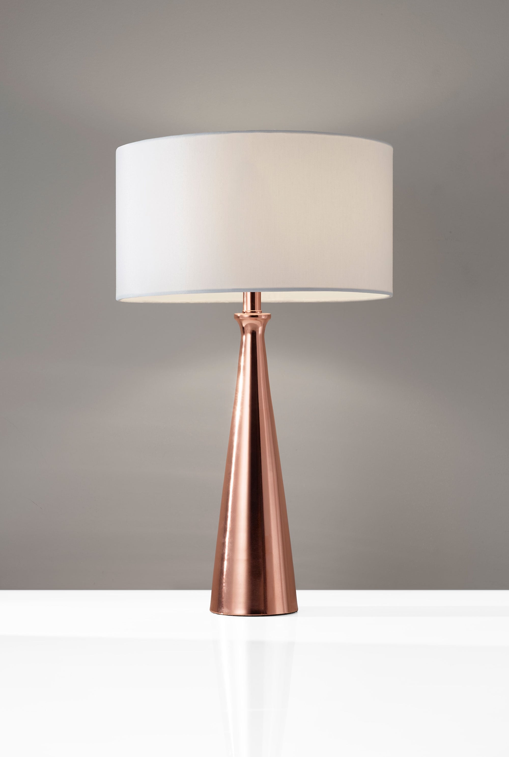 Adesso Linda 21.5-in Shiny Copper Rotary Socket Table Lamp with Linen ...