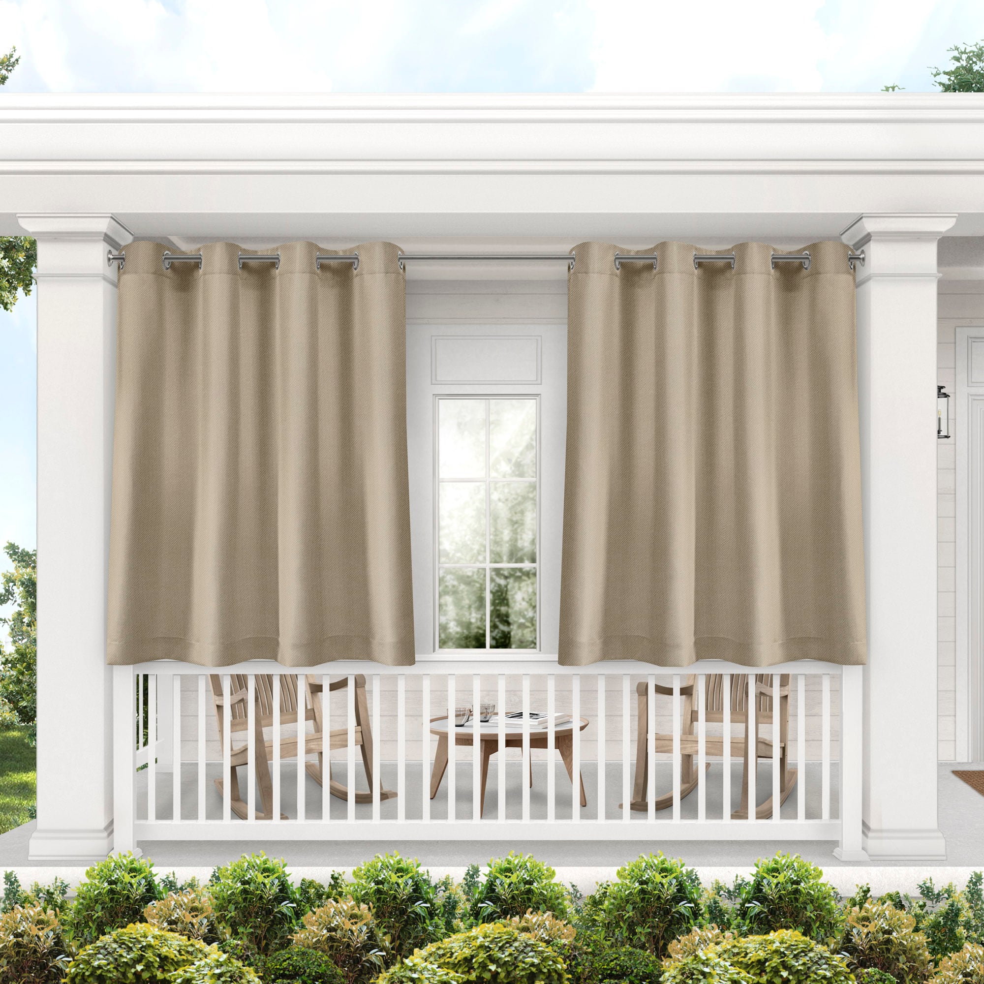 Exclusive Home YA013546DSEHA1 A219 63-Inches Outdoor Sand Light filtering Grommet Curtain panel pair