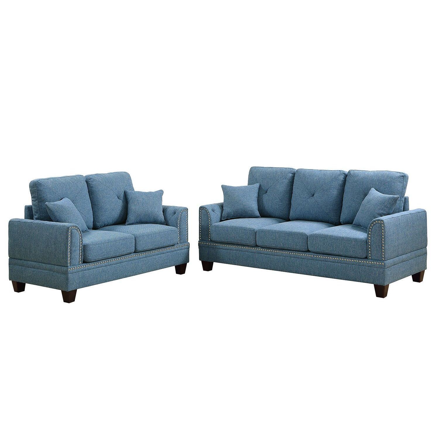 JASMODER HS00F6508-ID-AHD 36-in Modern Blue Polyester/Blend Sofa