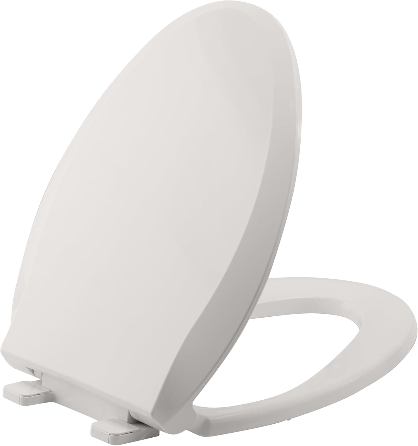 Qeetex Durable Elongated Toilet Seat with Slow Soft Close Easy Install Fits Most Elongated Toilets White Quiet Closure Stain and Scratch Resistant (19 Inch Biscuit)