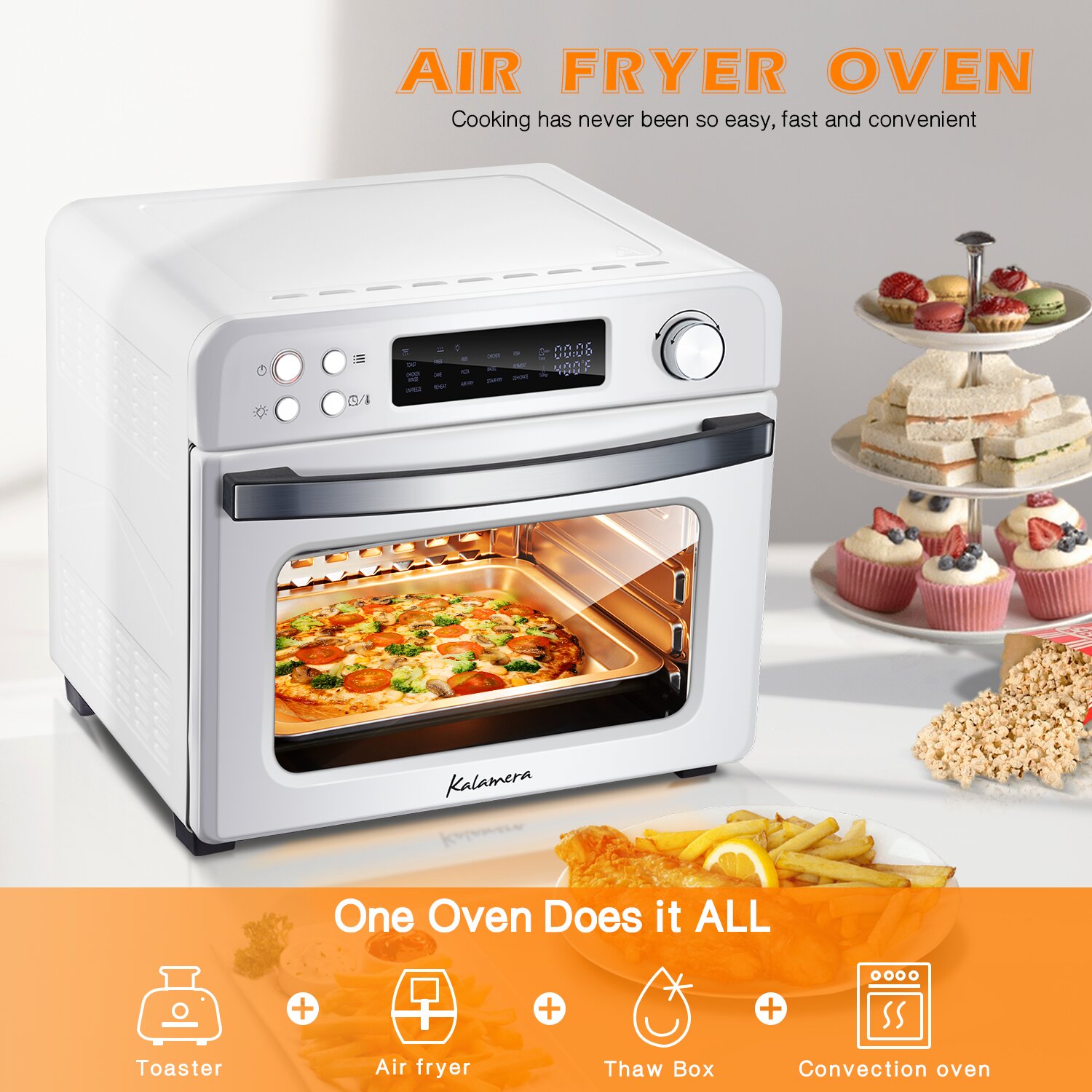 Air Fryer Toaster Oven Combo, Convection Oven Countertop, Large Air Fryer  with Accessories & E-Recipes, UL Certified 