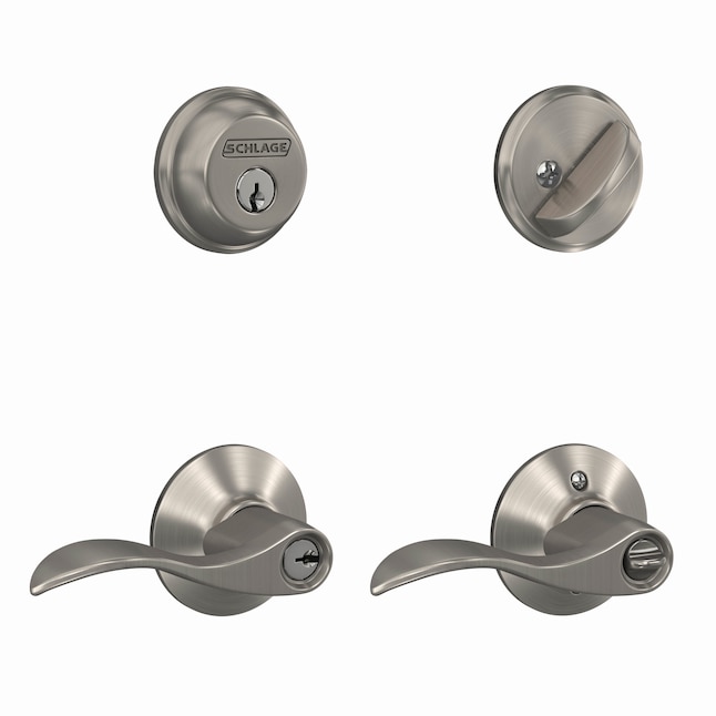 Schlage Accent Satin Nickel Single-Cylinder Deadbolt Reversible Keyed Entry  Combo Pack in the Door Handles department at Lowes.com