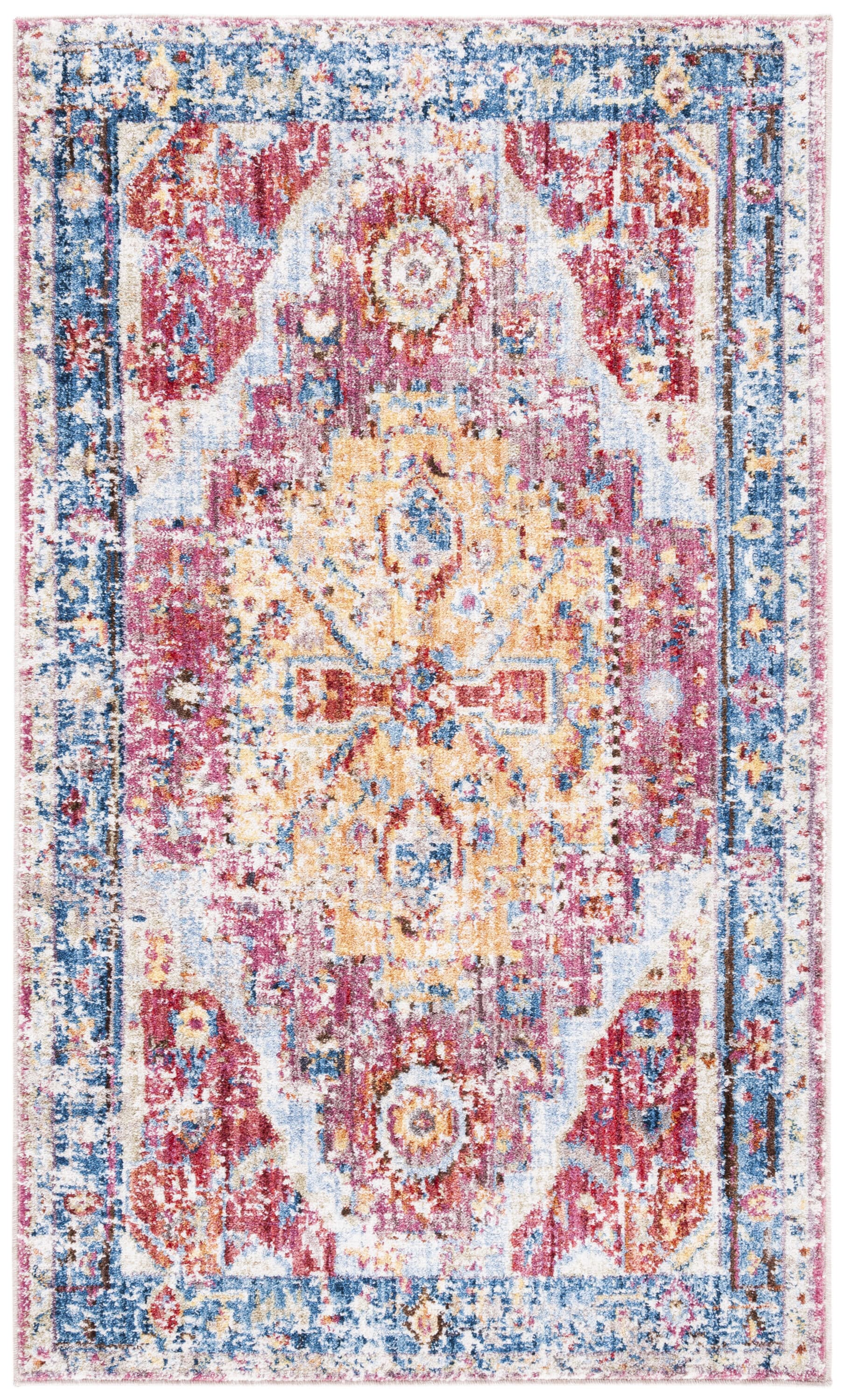 Bristol 3' x 5' Red and Blue Synthetic Area Rug