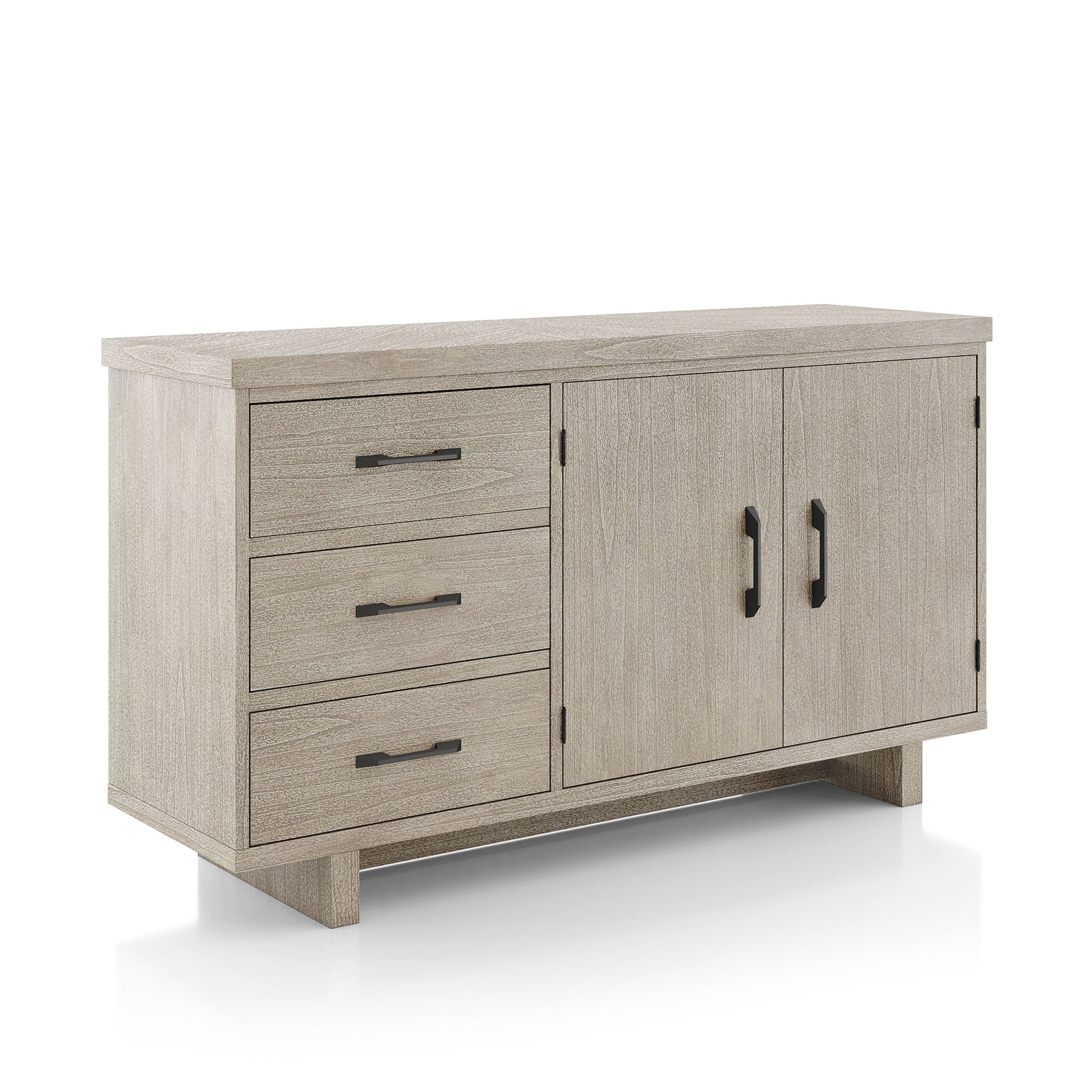 Furniture of America IDF-N3410NT-SV Bronin Contemporary/Modern Natural Rubberwood Buffet