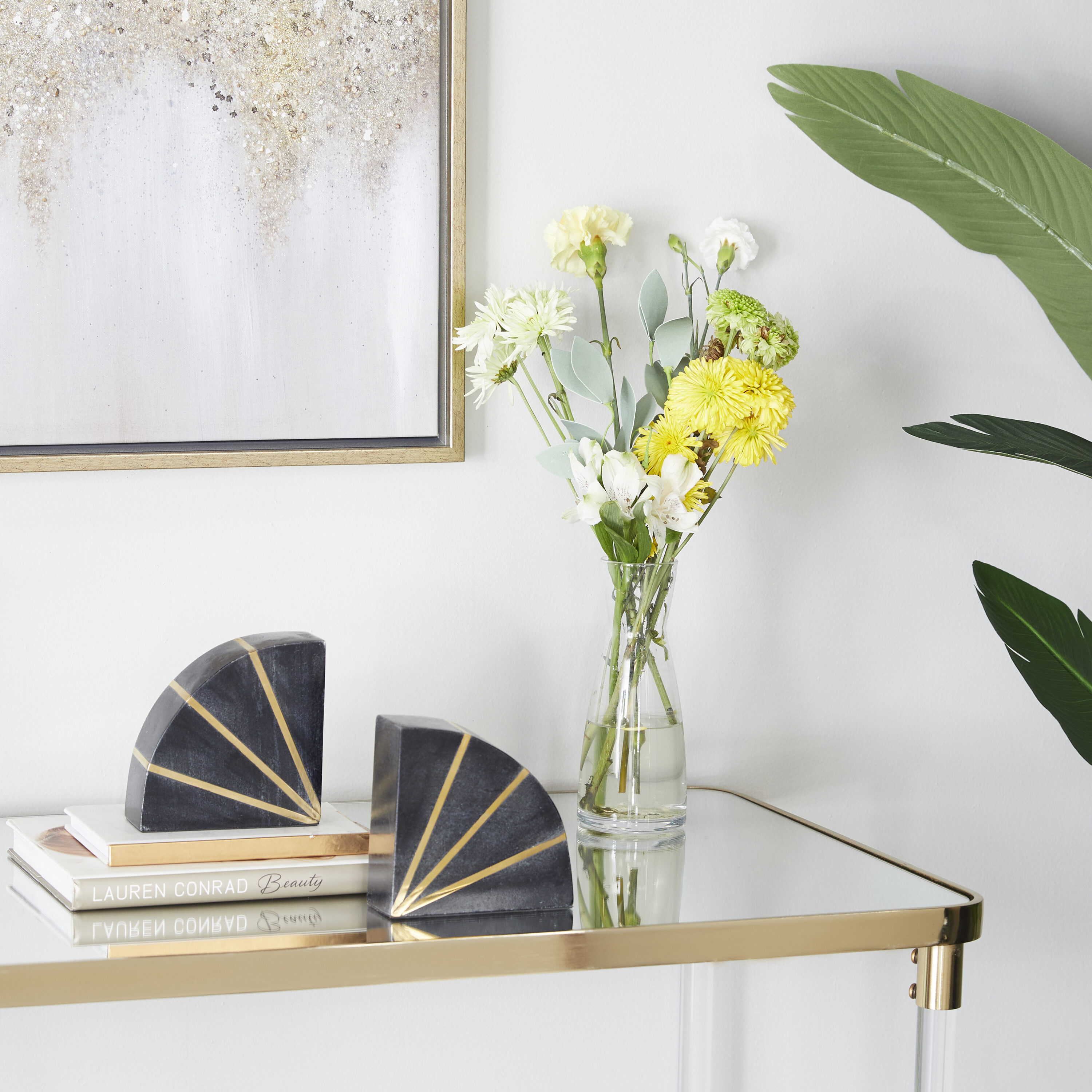 Grayson Lane 89582 2 -Pack Black Marble Glam Decorative bookends