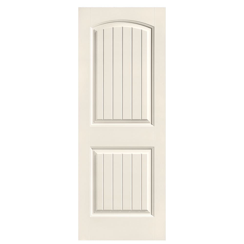 Masonite 1443668 Cheyenne 30-in x 80-in Moonglow 2-panel round top plank Smooth Solid core Prefinished Molded composite Slab Door