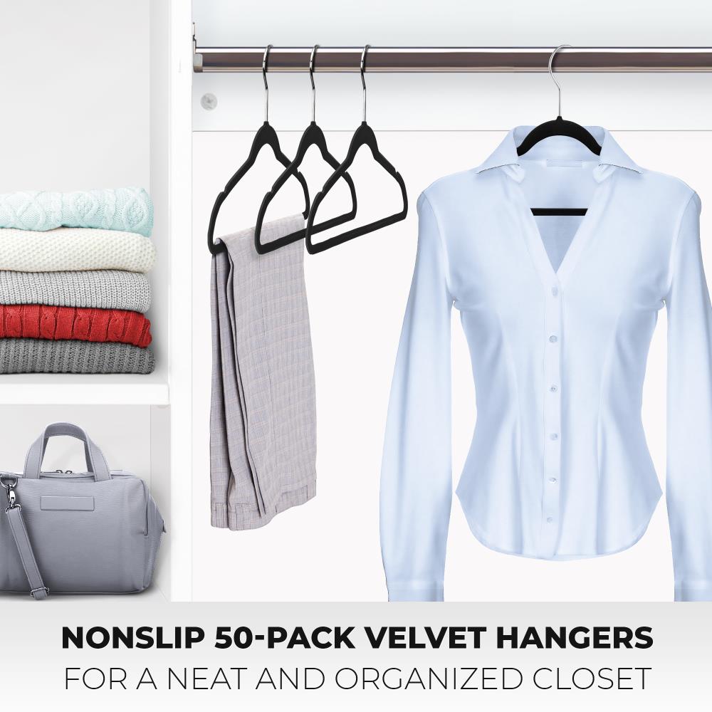 OSTO 50-Pack Velvet Non-slip Grip Clothing Hanger (Black) at
