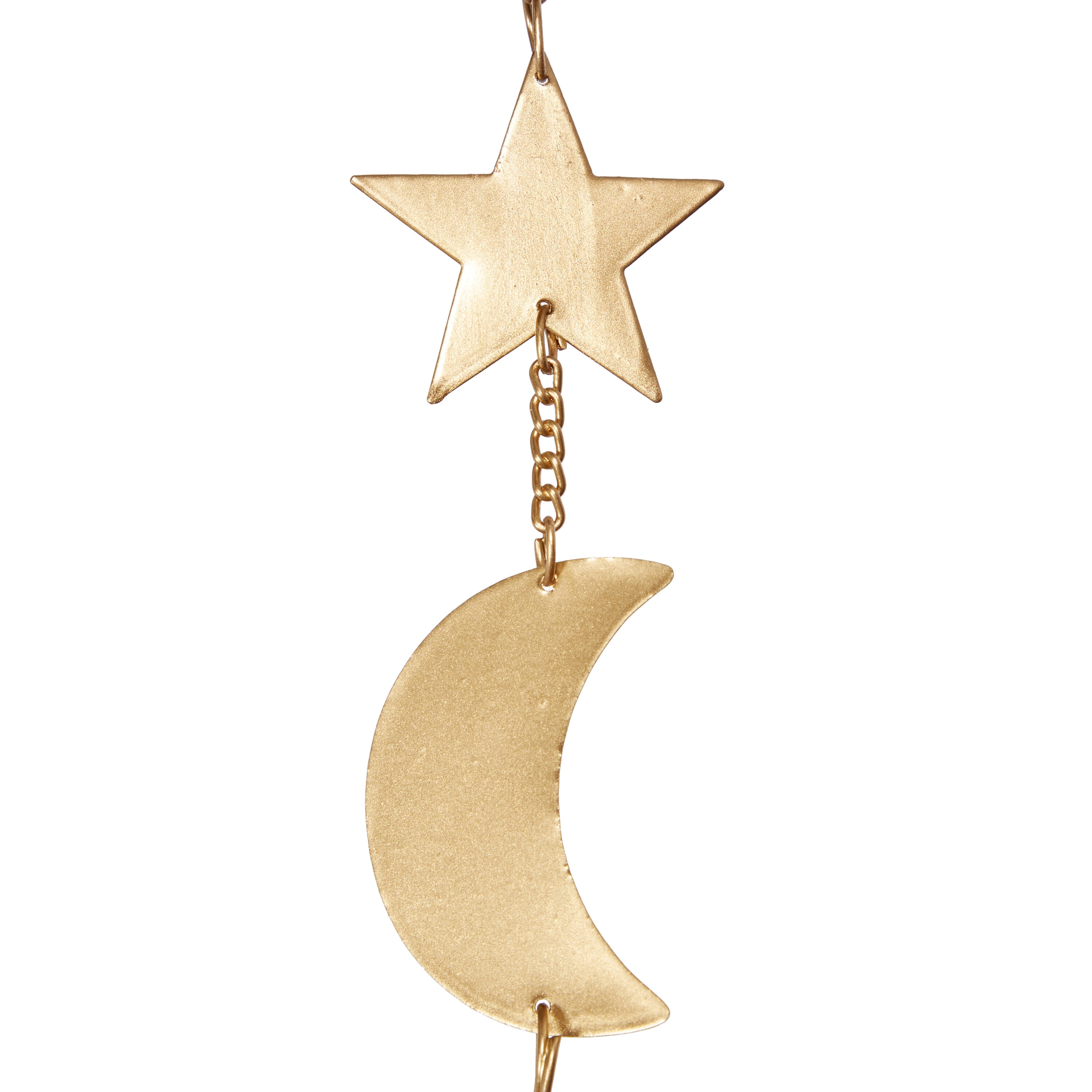 Gold Metal Moon and Star Windchime with Bead Accents, 39"
