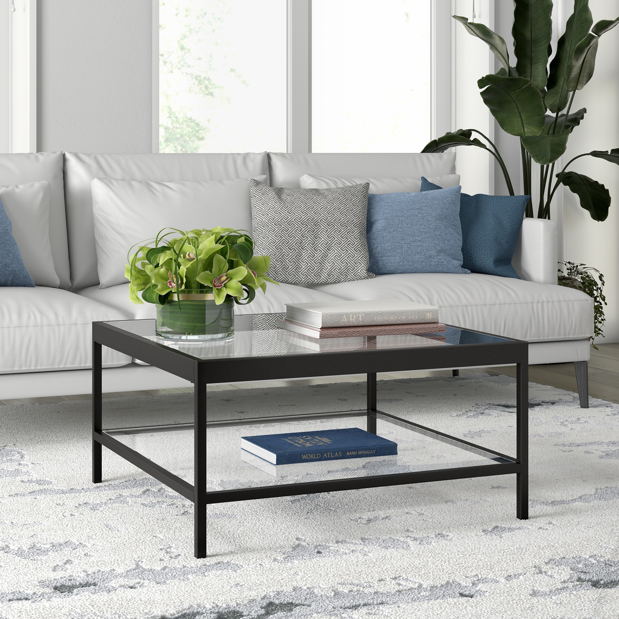 Hailey Home Alexis Blackened Bronze Glass Modern Coffee Table in the ...