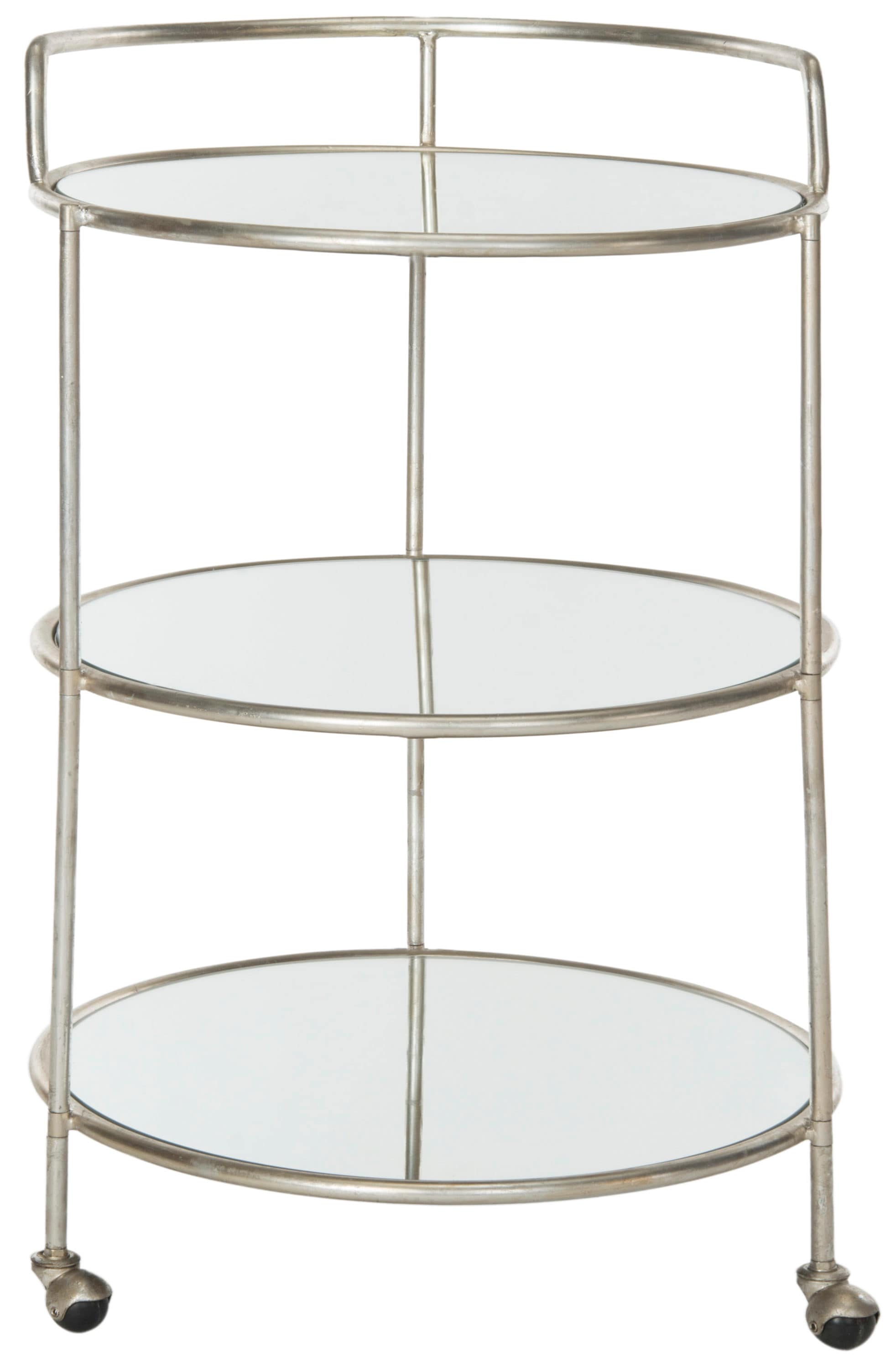Safavieh Dulcinea 22-in x 35.4-in Silver Round Cart Bar