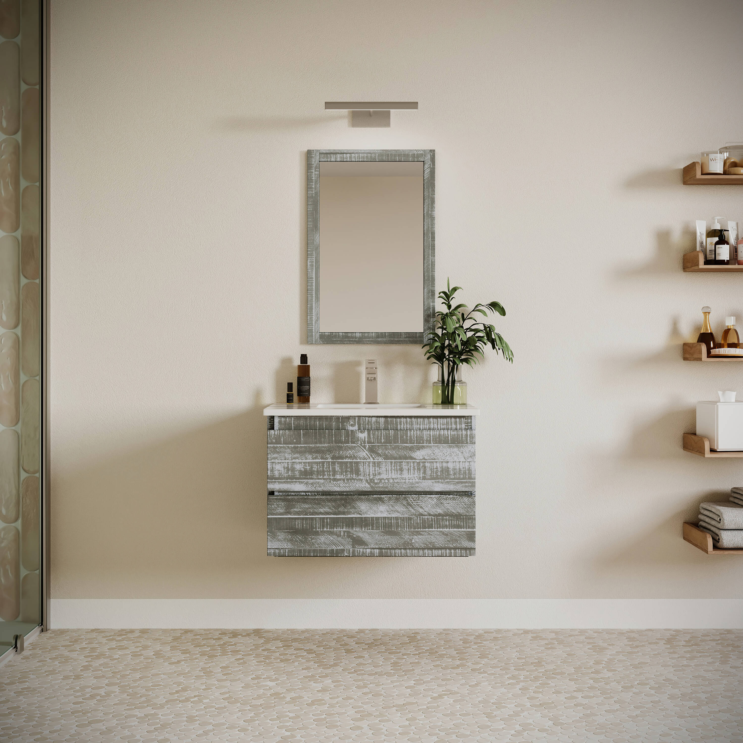 Fresca FCB3130ASH-CWH-U Formosa 30-in Sage Gray Undermount Single sink Floating Bathroom Vanity with White Quartz Top