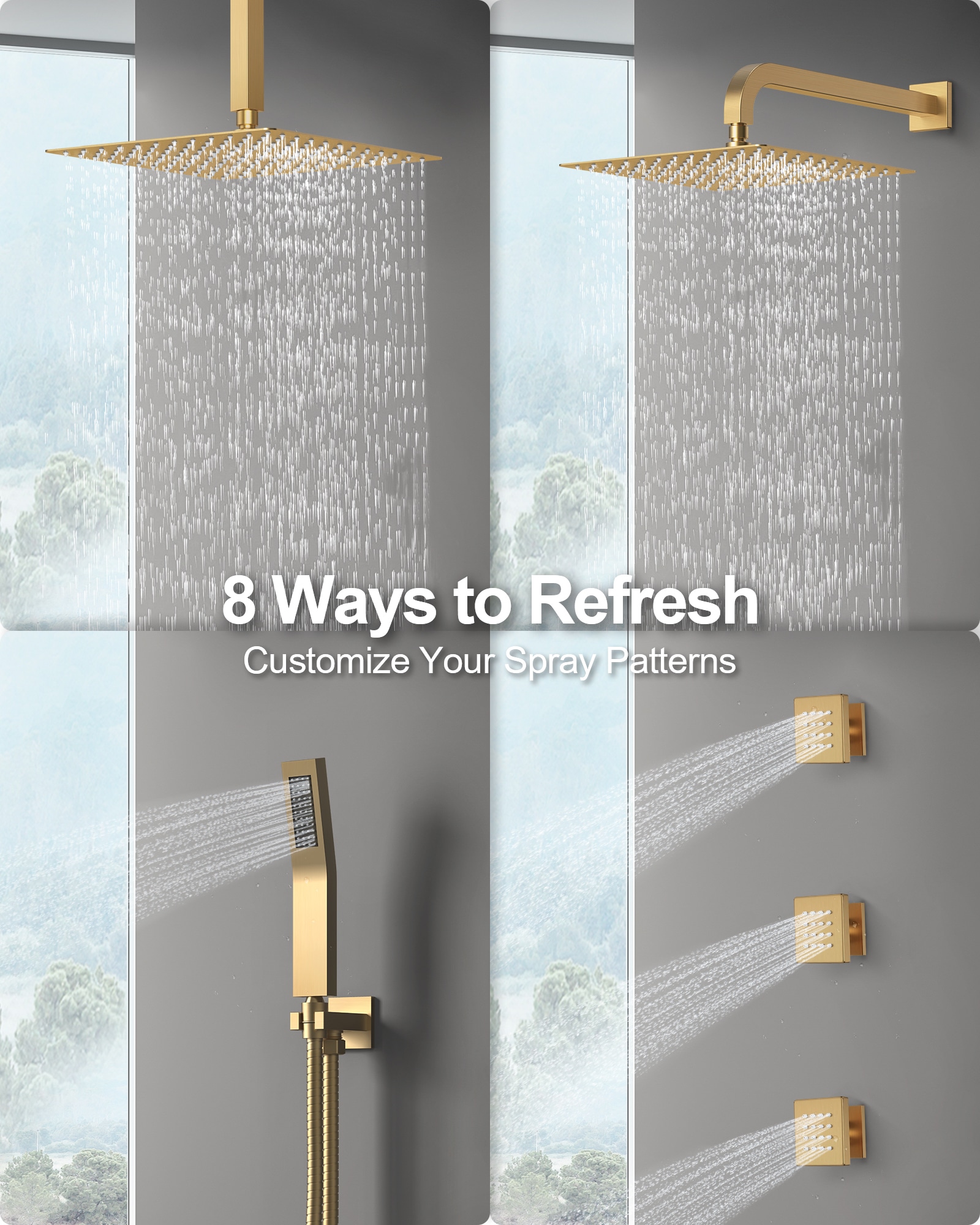 GRANDJOY SFS-1070-GD12 Showerhead-Bar-Panels - View #8