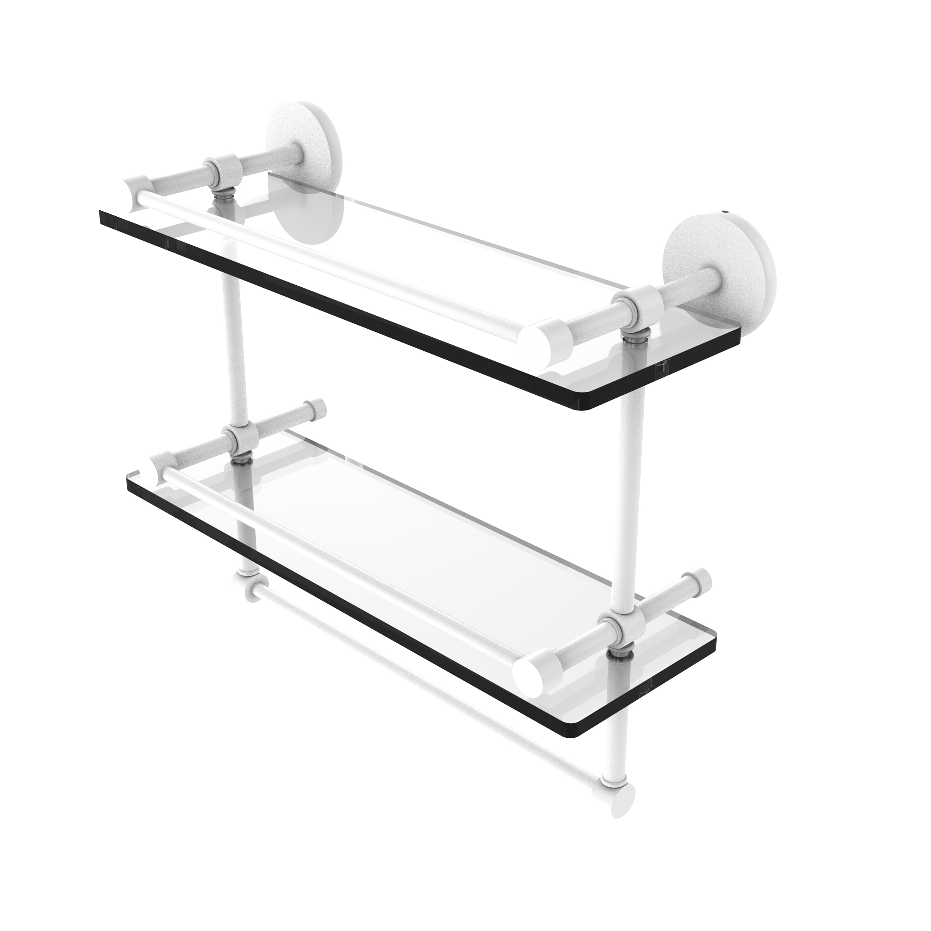 Allied Brass P1000-2TB/16-GAL-WHM Prestige Skyline Matte White 2 -Tier Wall mount Bathroom Shelf ( 16-in x 12-in x 5-in )