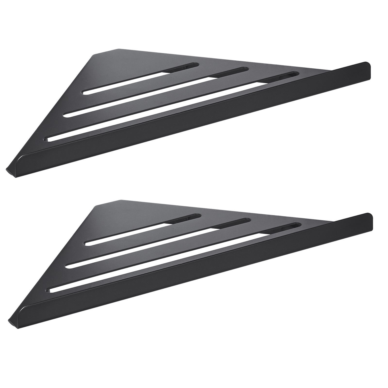 BWE A-91060-2-BLACK 2.68-in L x 12-in D x 2.36-in H Matte Black Stainless steel Corner Triangle Bracket shelf 2 Decorative Shelves