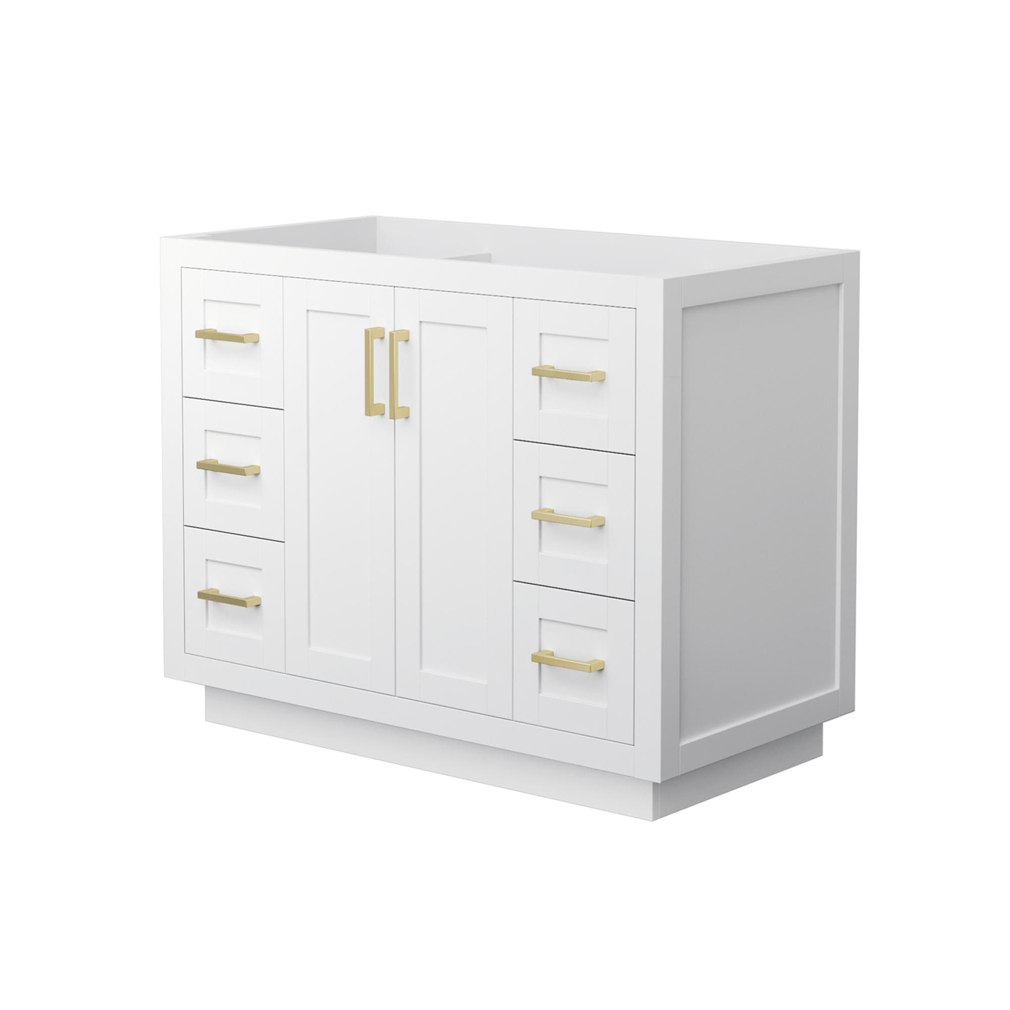 Wyndham Collection WCF292942SWGCXSXXMXX Miranda 42-in White with Brushed Gold Trim Bathroom Vanity Base Cabinet without Top
