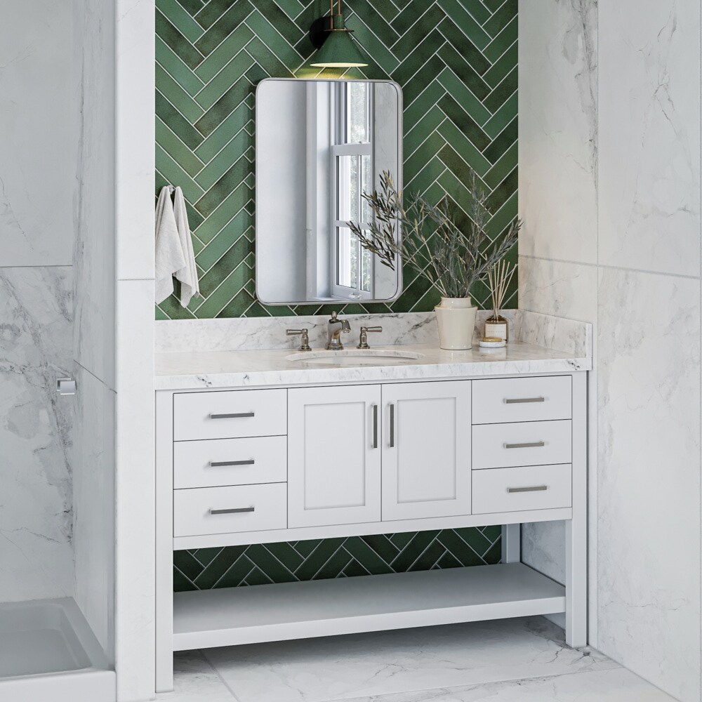 Magnolia 55" White Solid Wood Single Vanity with Carrara Top