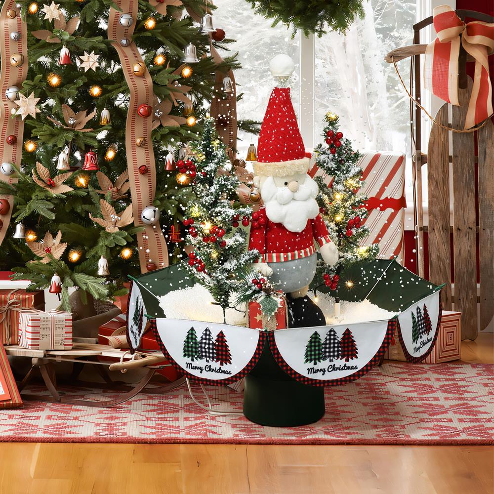 31.5" Red and Green Animated Musical Snowing Christmas Decor with LED Lights