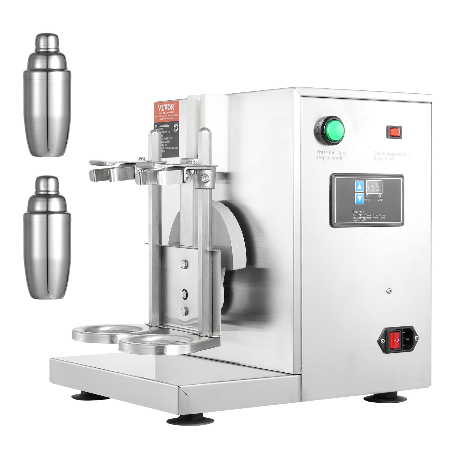 VEVOR Milk Tea Shaker Double Cups Stainless Steel Shell Plug-in Cream separator #NCYYJ000000000001V1