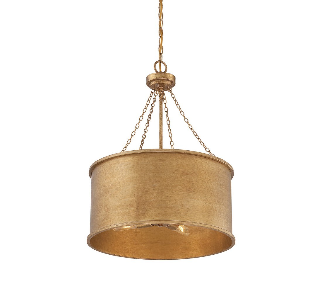 Rochester Gold Patina 4-Light Metal Drum Pendant
