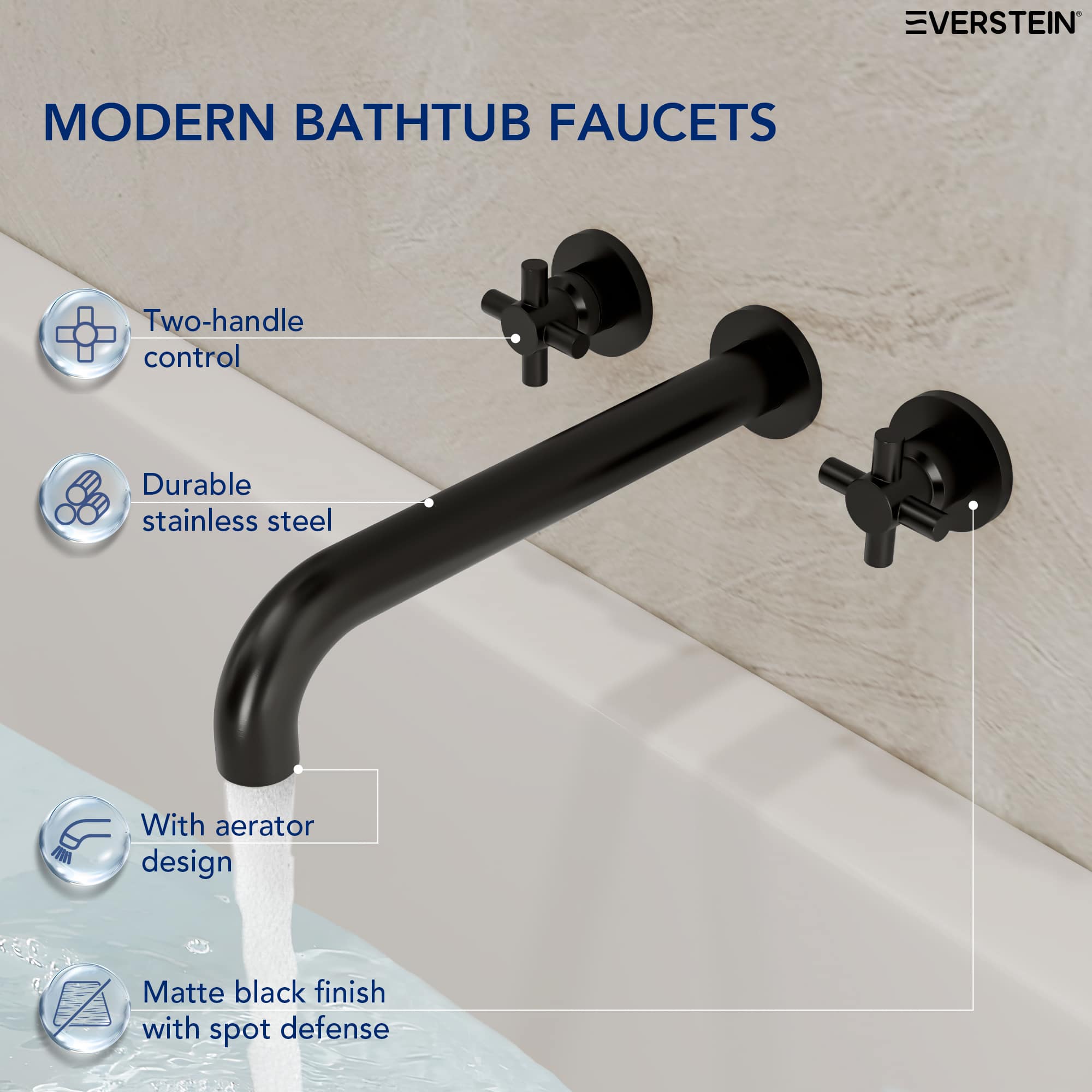 EVERSTEIN SFS-1107-BK Roman-Tub-Faucets - View #6