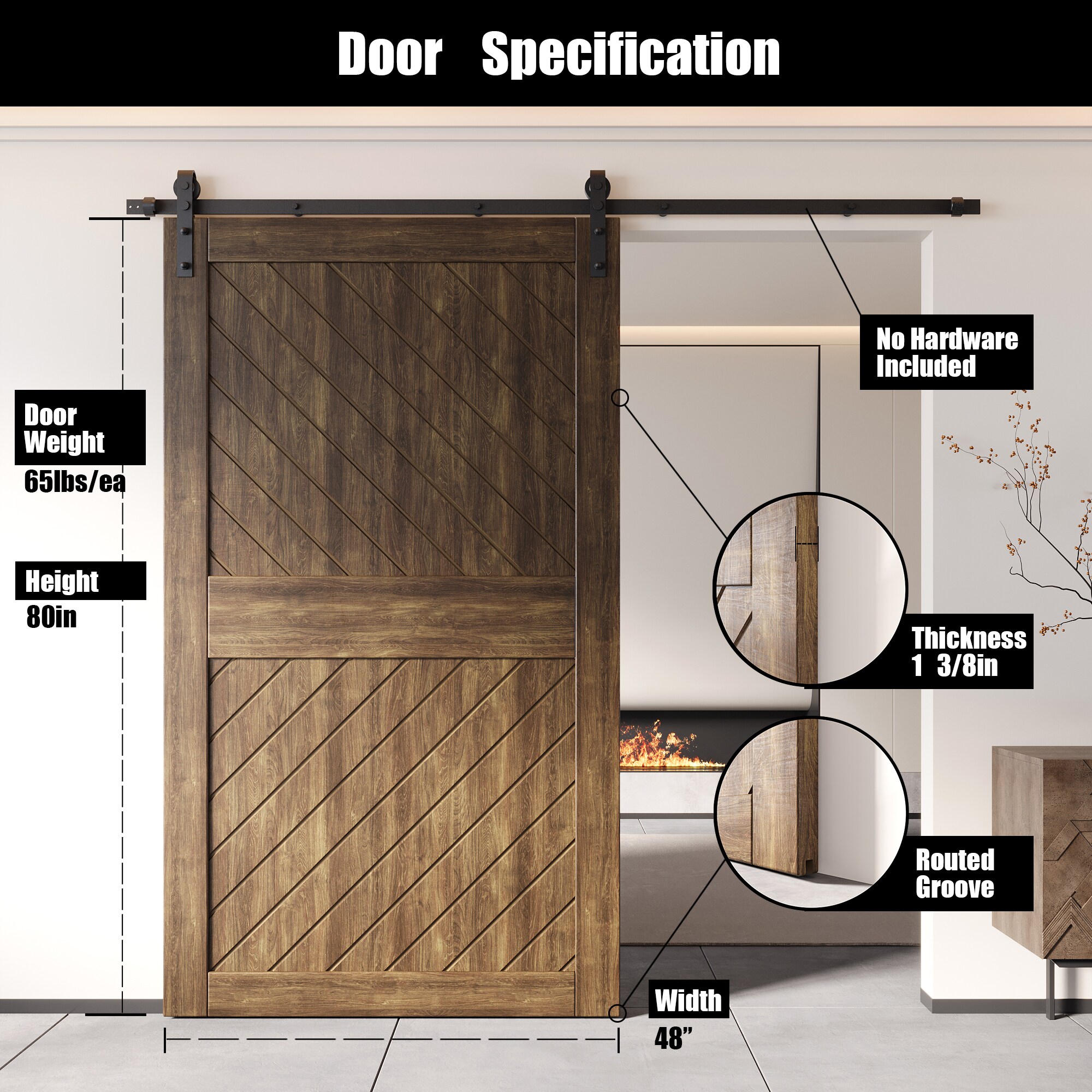 HOMACER XT4-4884-WA Barn-Doors - View #2