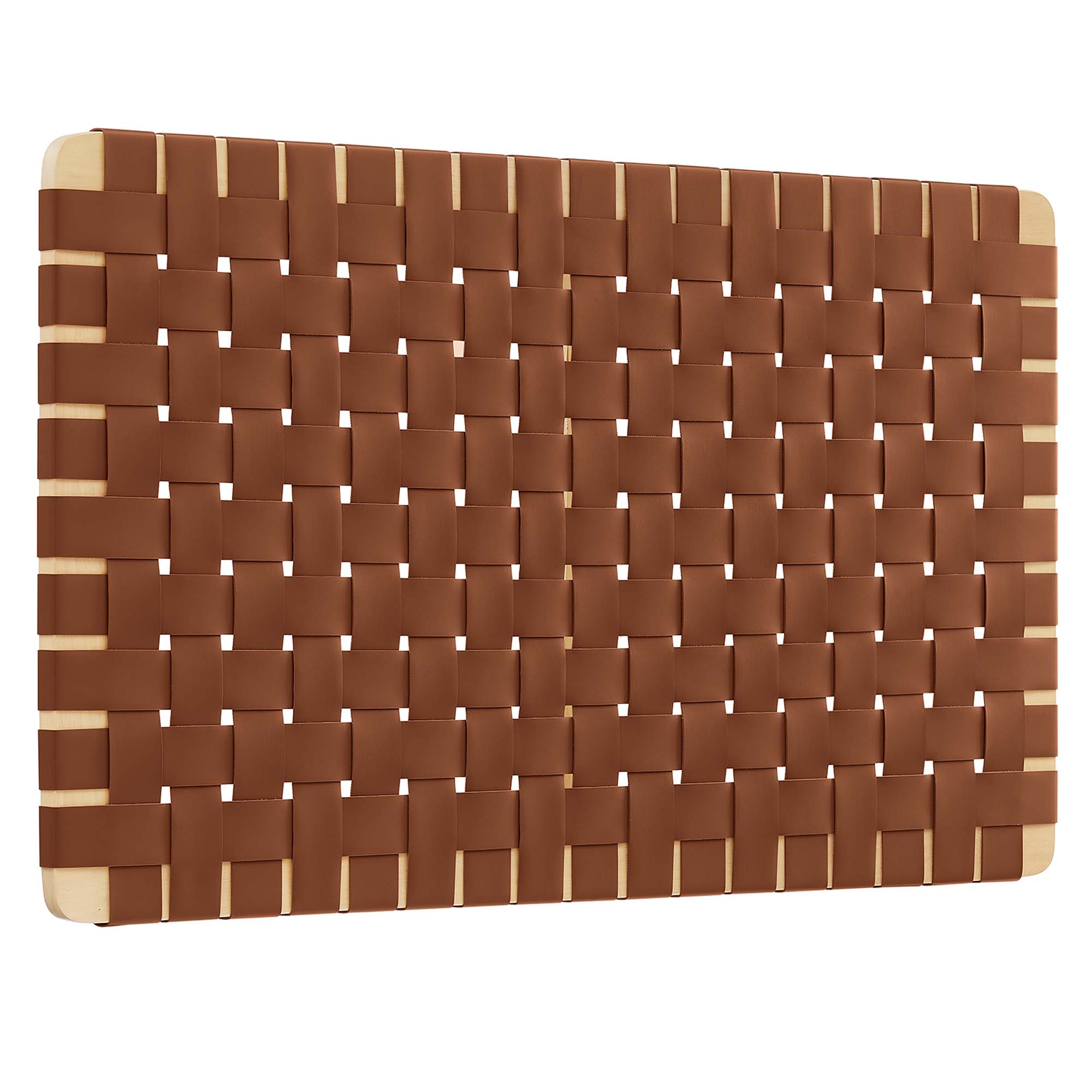 Modway -  Sparta Weave Wall-Mount Vegan Leather Twin Headboard in Natural Brown