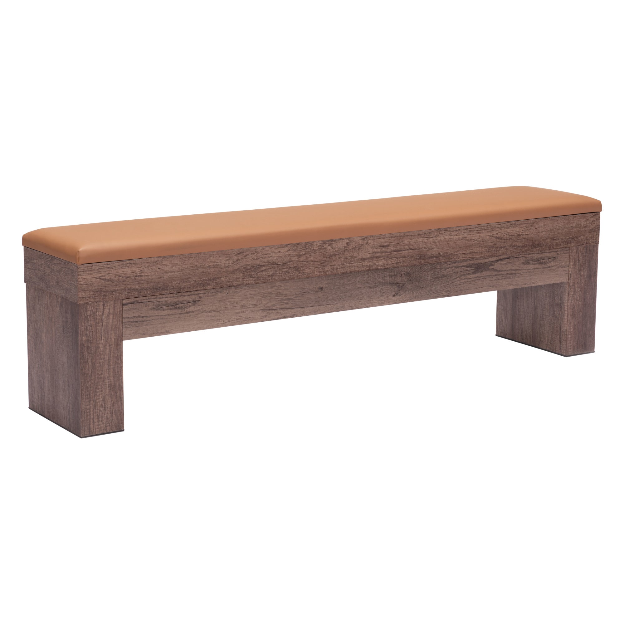 ZUO 109497 Modern Brown Storage Bench with Storage 67.7-Inches x 13.0-Inches x 18.9-Inches