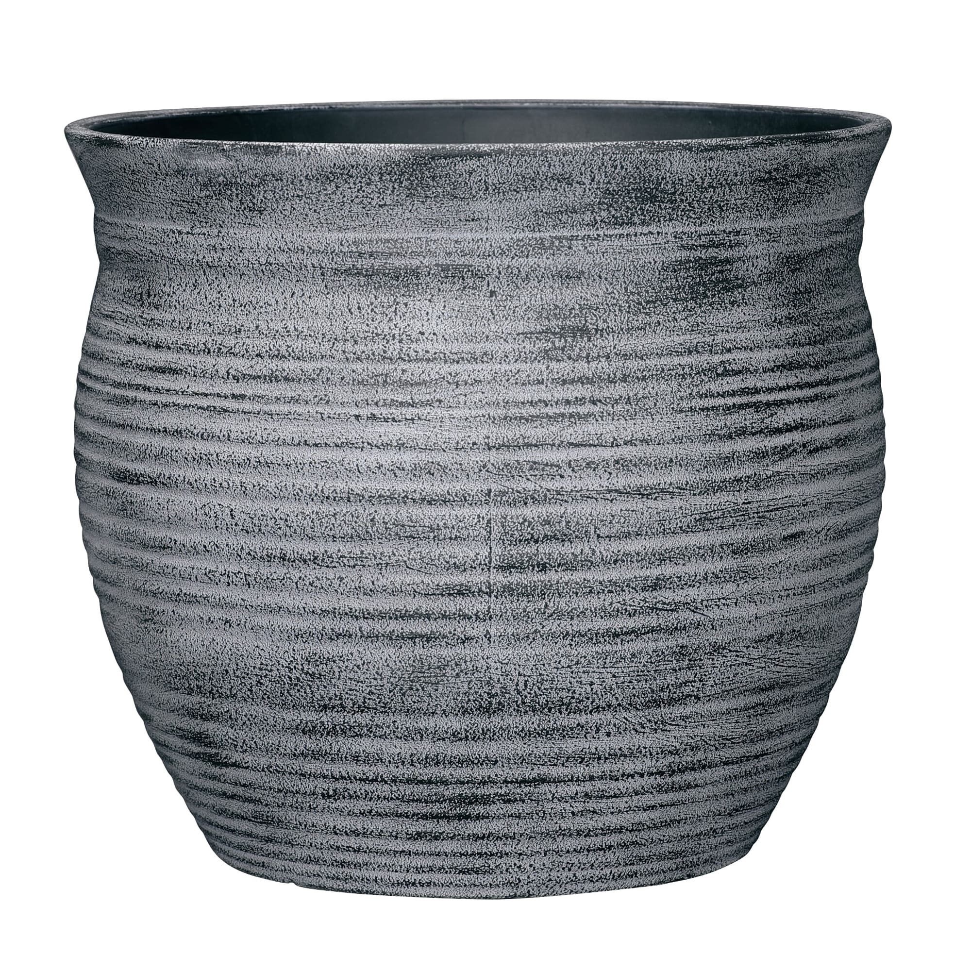 allen + roth PLJF115TKJ Round 14.65-in W Large Black Recycled plastic Contemporary/Modern Indoor/Outdoor Planter with Drainage Holes