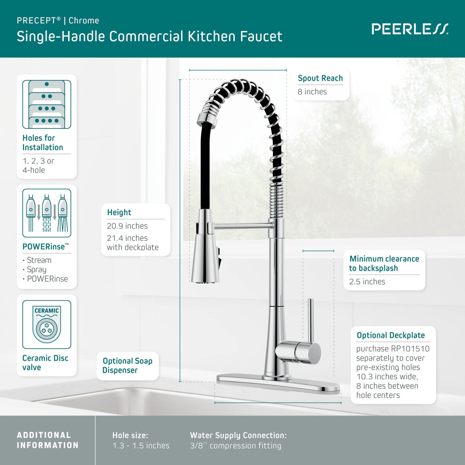 Peerless Precept Chrome Single Handle Pull-down Kitchen Faucet with ...