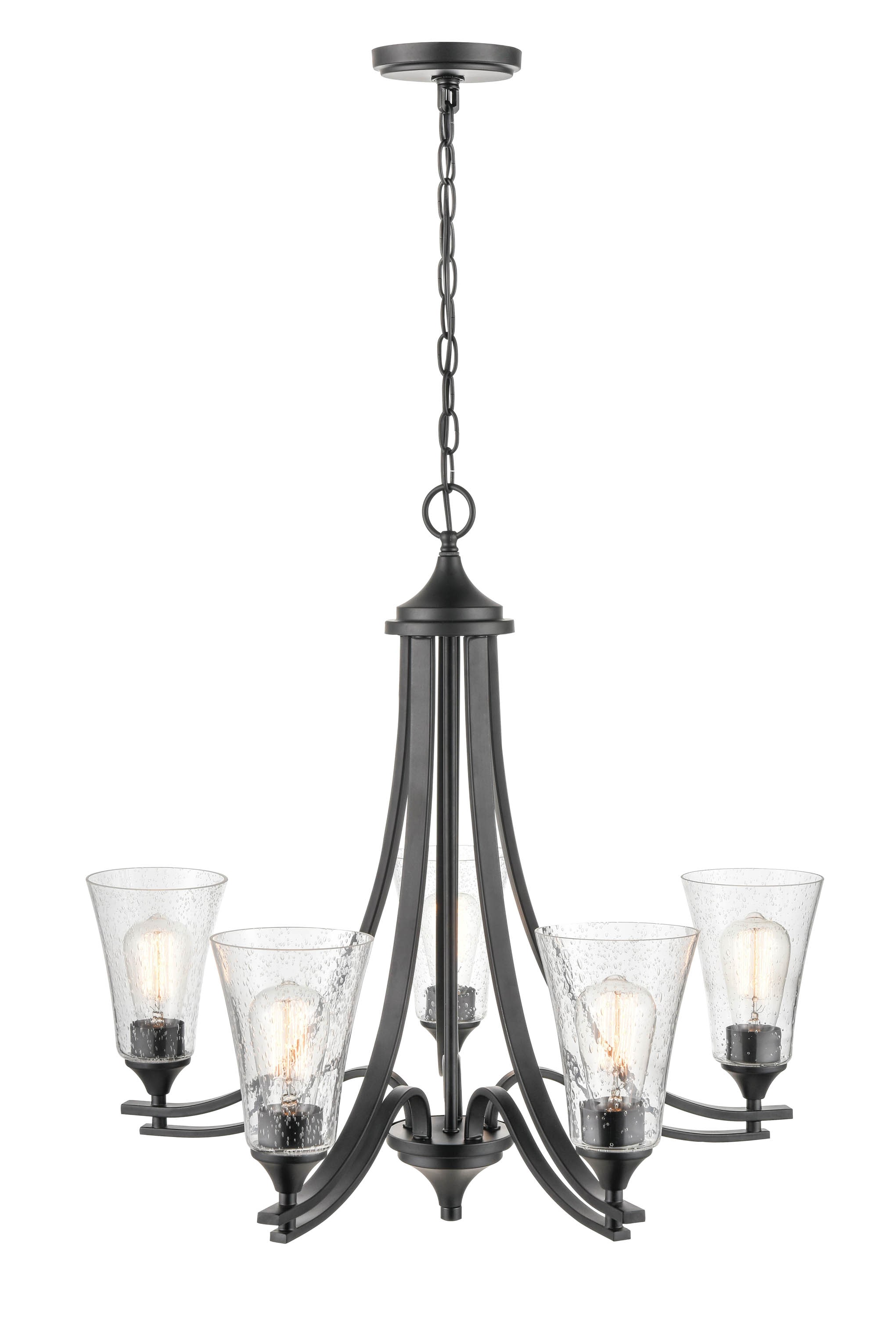 Millennium Lighting 1465-MB Natalie 5 -Light Matte Black Transitional For Use in Bedrooms, Dining Rooms, Foyers, Kitchens, Living Rooms Chandelier