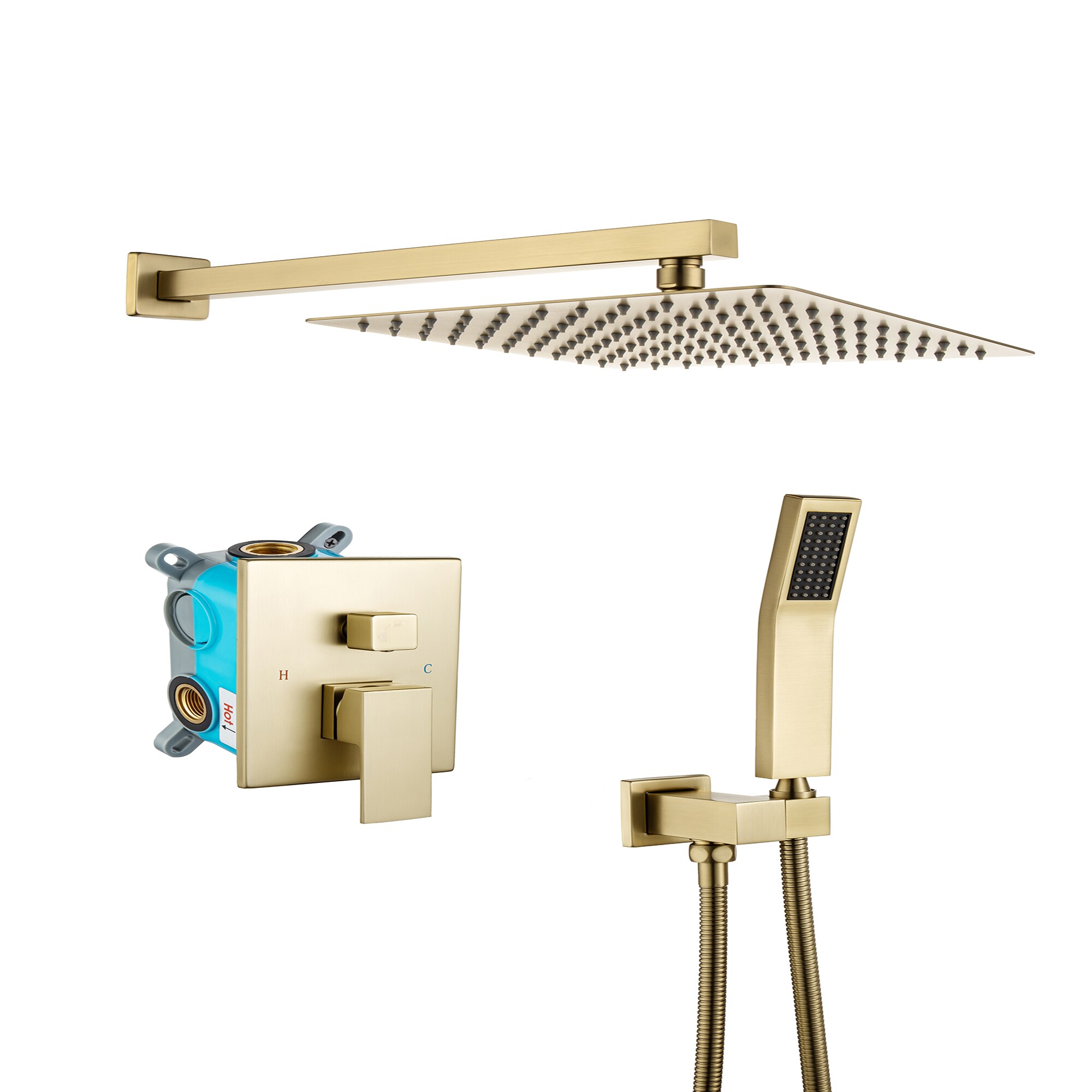 Mondawe MOSL051-16ORB Brushed Nickel 10-Inches Built-In Shower Faucet System with 2-way Diverter ( Pressure-balanced Valve Included )