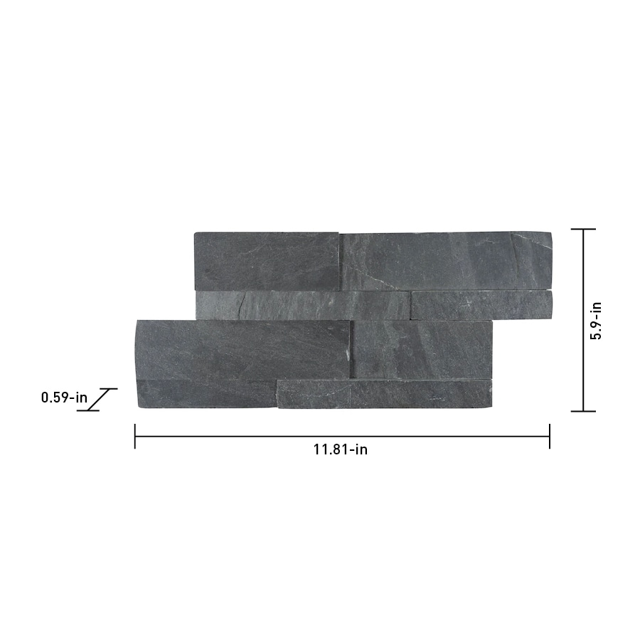 LEDGER STONE: Carbon Slate Field Tile (Split Face | Straight Edge |  5⅞x23⅝x¾)