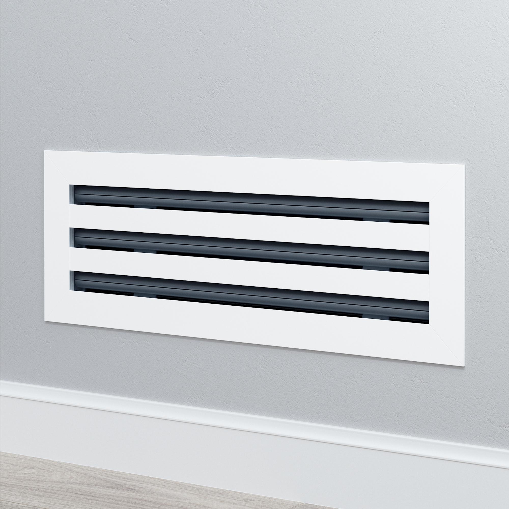OKUN 20-in x 6-in Maximum airflow Brass Matte White Sidewall/Ceiling Register #OK5005MW206