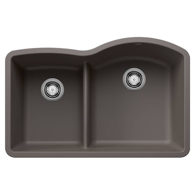 BLANCO Diamond Undermount 32.0-in x 21.0-in Granite Double offset bowl Kitchen Sink