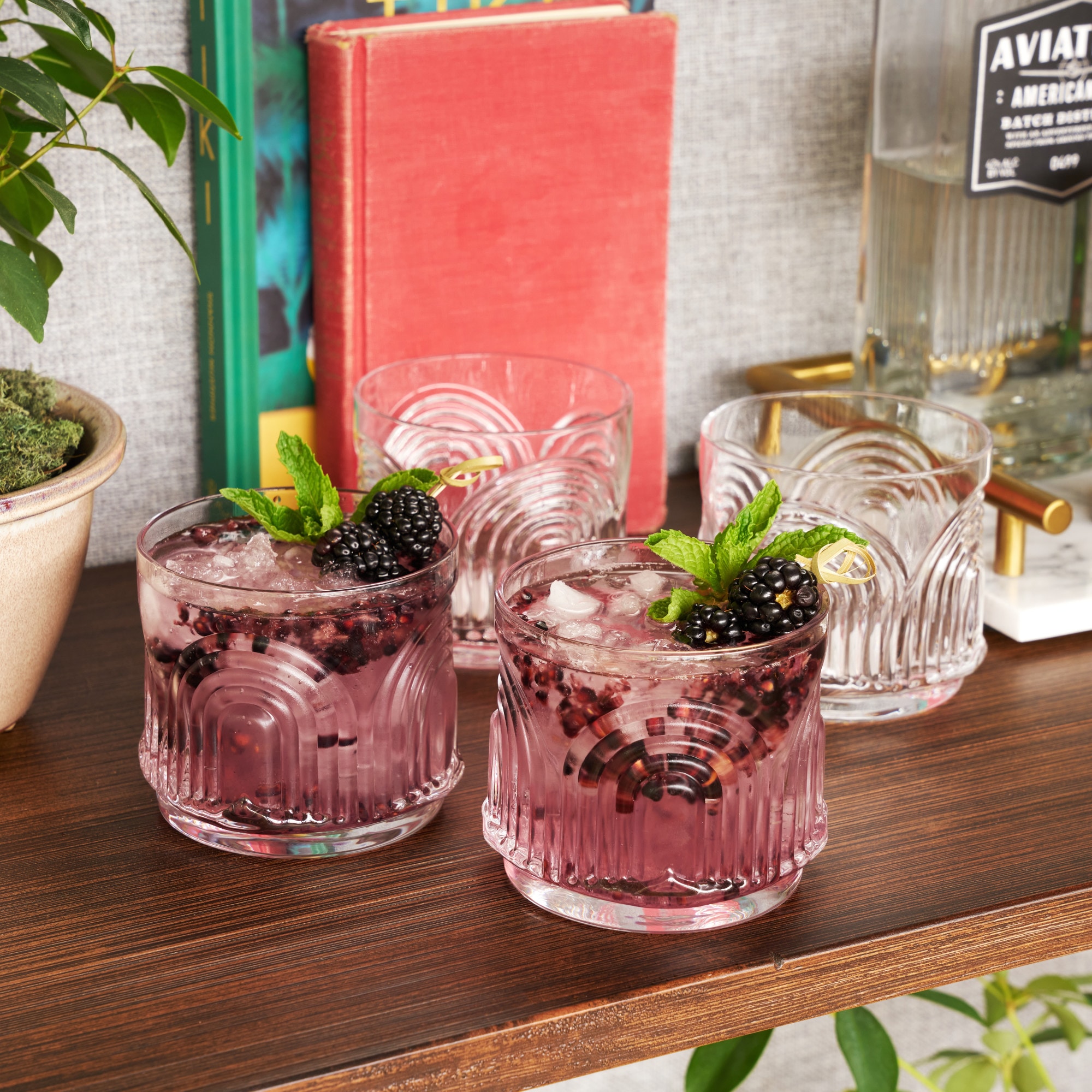 Viski Deco Beau Crystal Lowball Tumblers - Thumbnail 2
