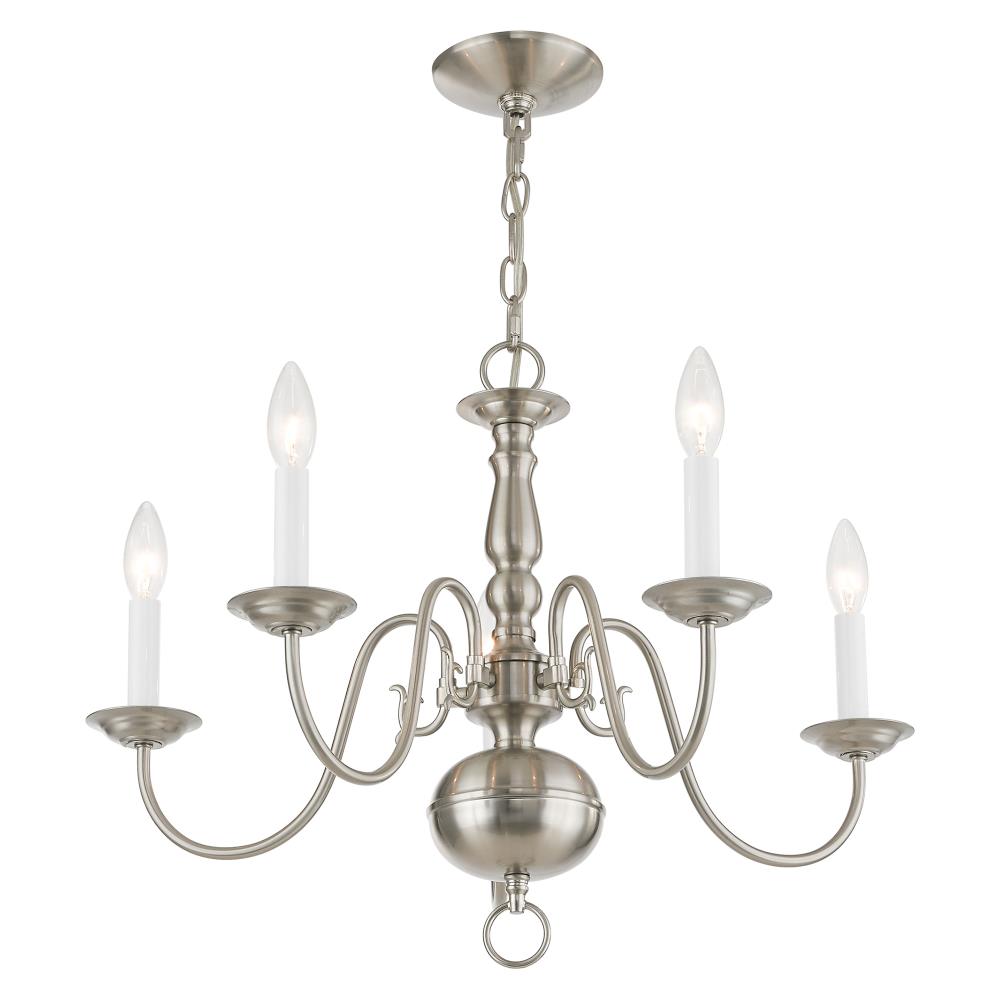 Elegant Williamsburgh 5-Light Brushed Nickel Chandelier