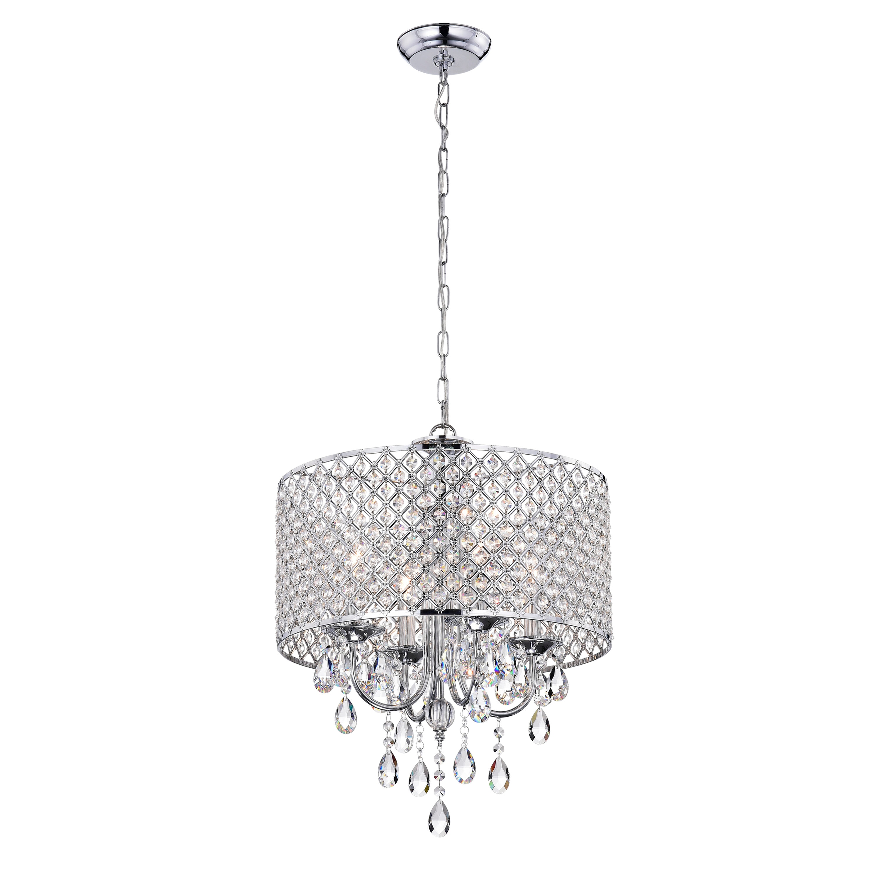 Greenville Signature HG8802 4 -Light Polished Chrome Modern/contemporary Crystal For Use in Bedrooms, Dining Rooms, Foyers, Kitchens, Living Rooms Chandelier