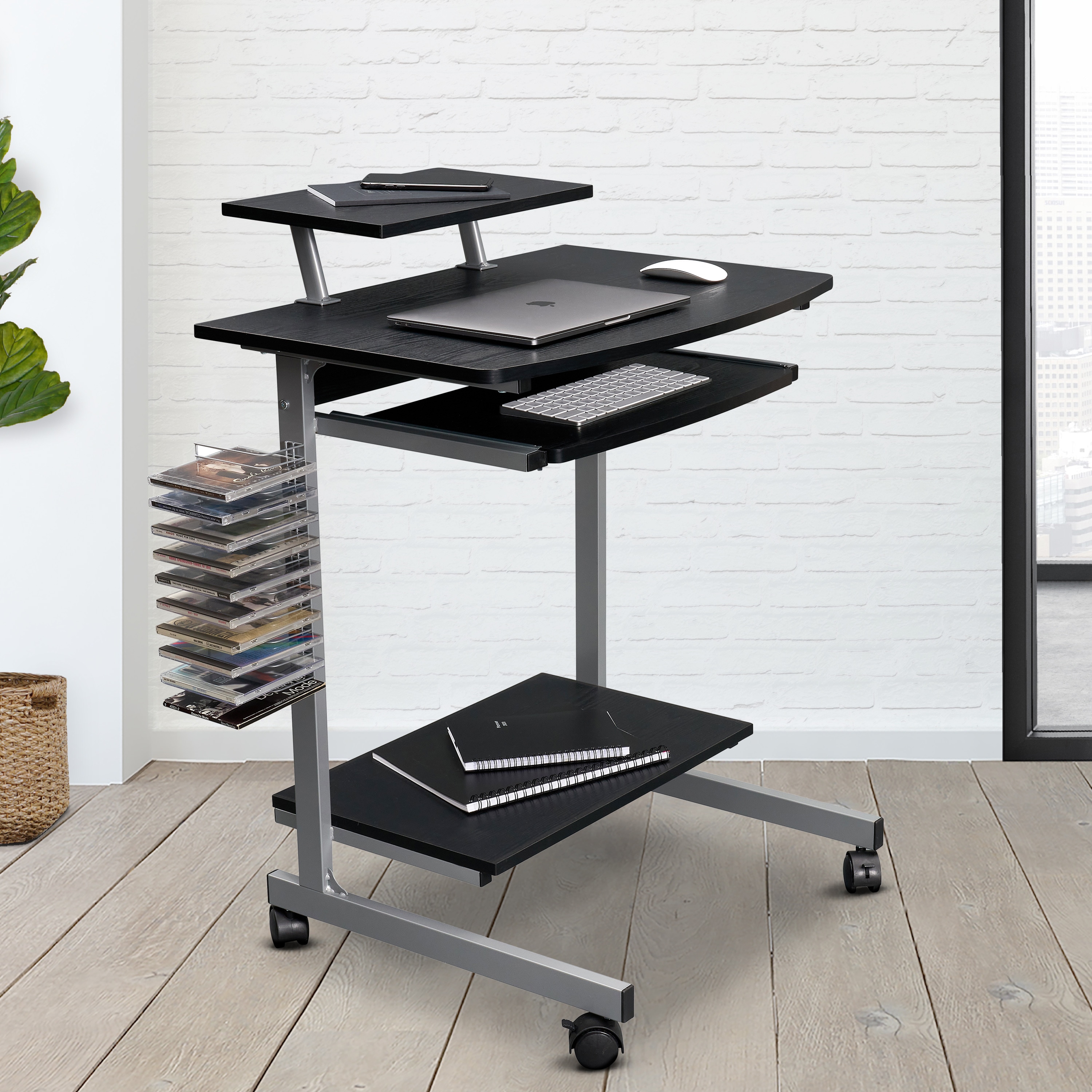 LOVMOR SF-R-RTA-2018-ES18 Compact Computer Cart With Storage Espresso