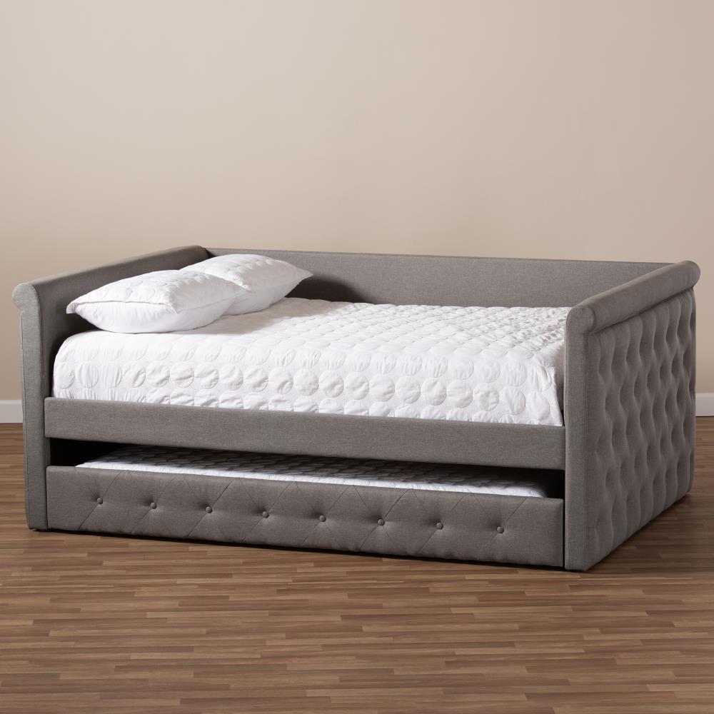 Baxton Studio Alena Grey Contemporary/Modern Polyester Queen Sofa Bed ...