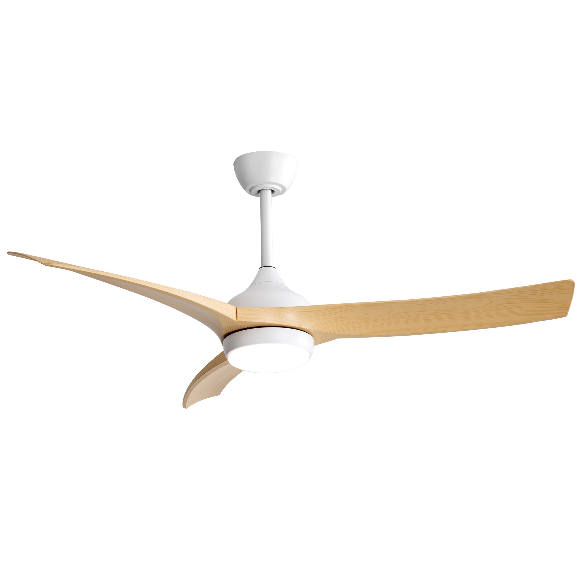 SINOFURN SYB570014CH 52-in Color-Changing Integrated LED Outdoor White+Brown with ABS Blades Ceiling Fan With Light - Remote Included ( 3 -Blade )