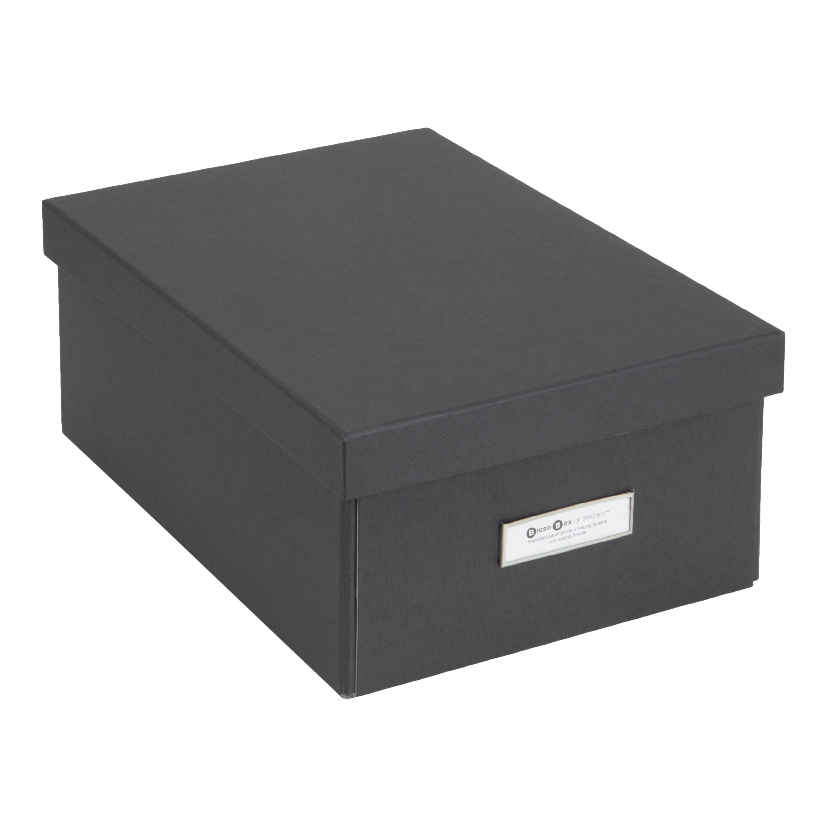 BIGSO BOX OF SWEDEN 888145641 2-Pack Karin 12.4-in W x 5.4-in H x 9-in D Dark Grey Paper Collapsible Stackable Bin
