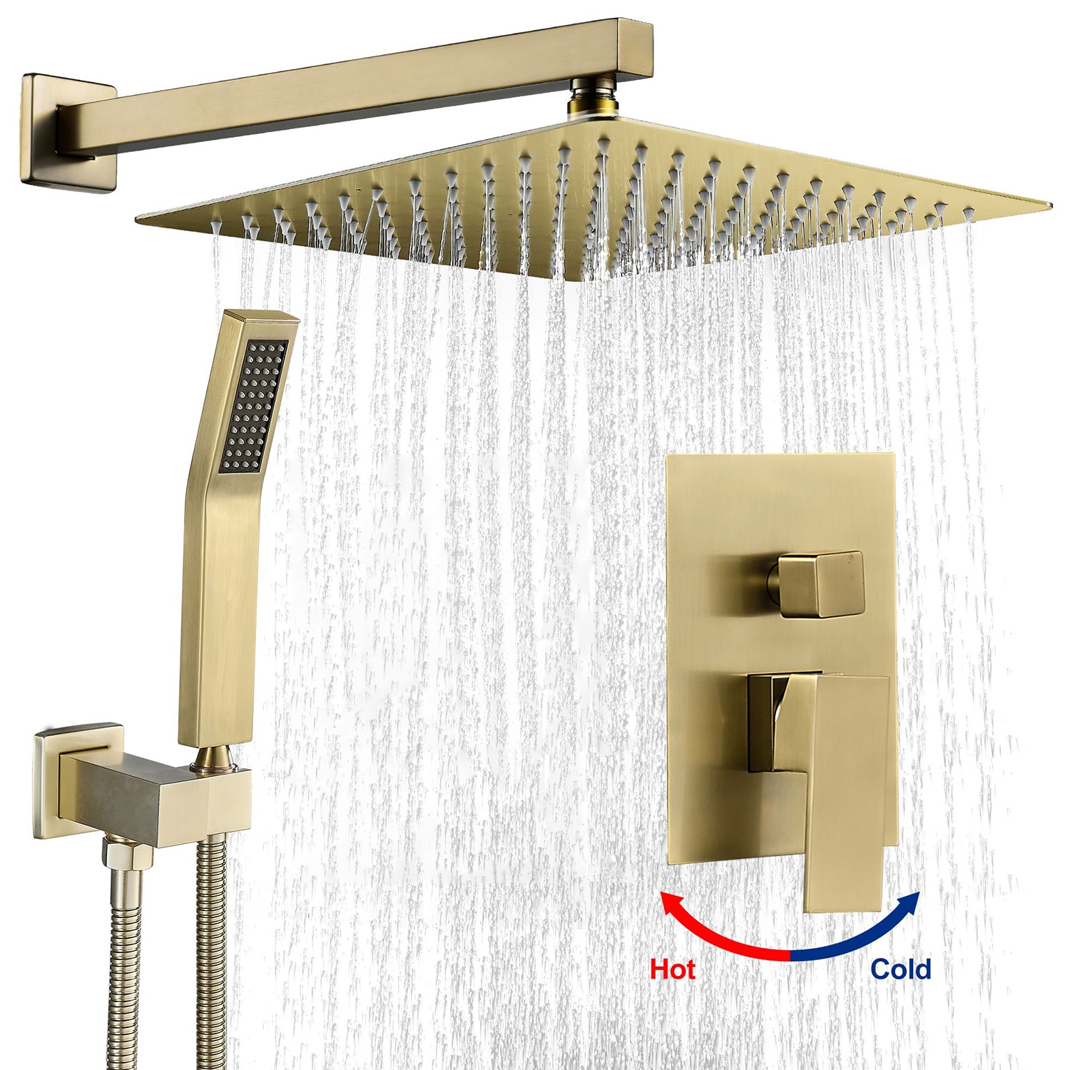 Cobbe Gold 10-in Built-In Shower Faucet System with 2-way Diverter ...