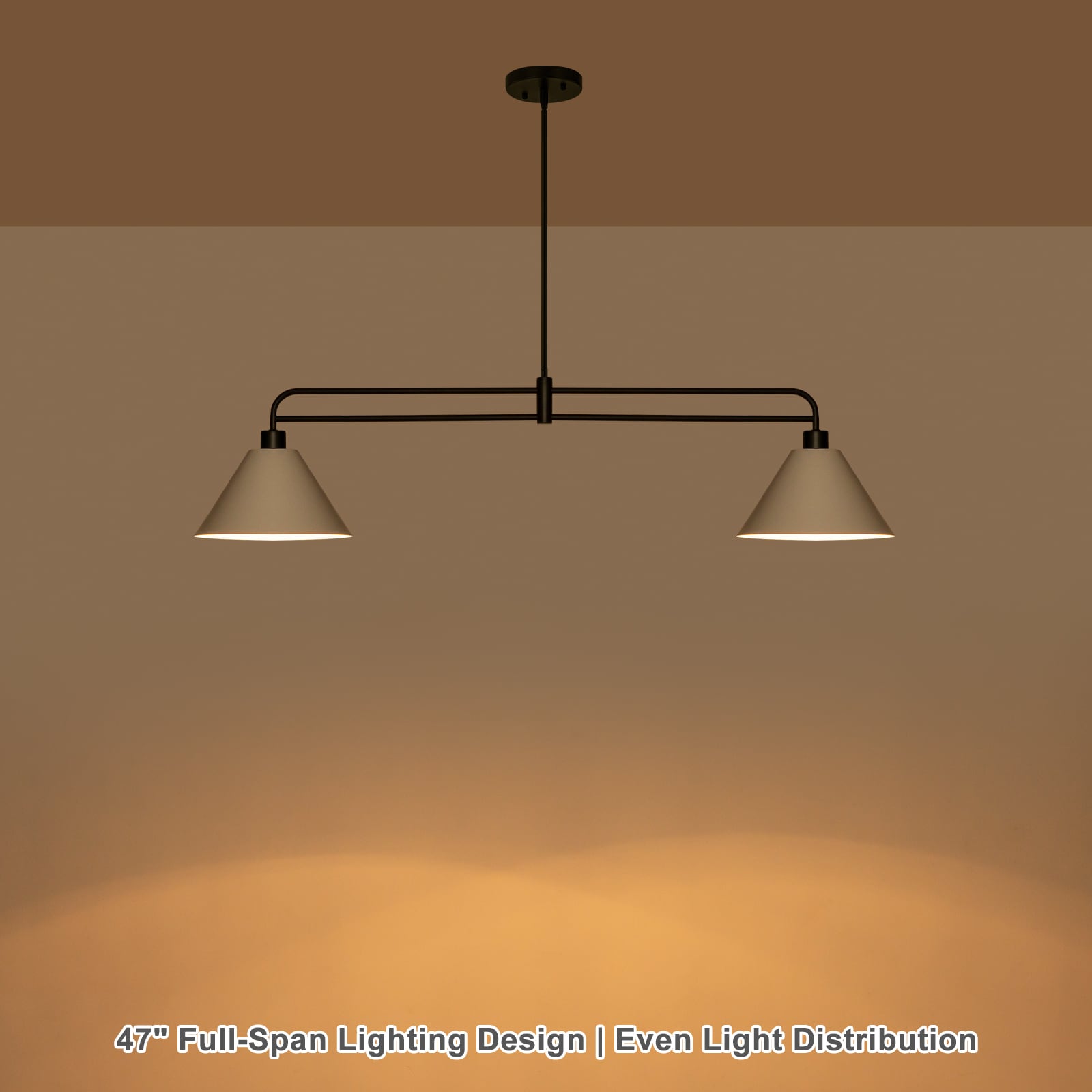 Derynth Luminara 47.24-in 2-Light Matte Black and White Modern