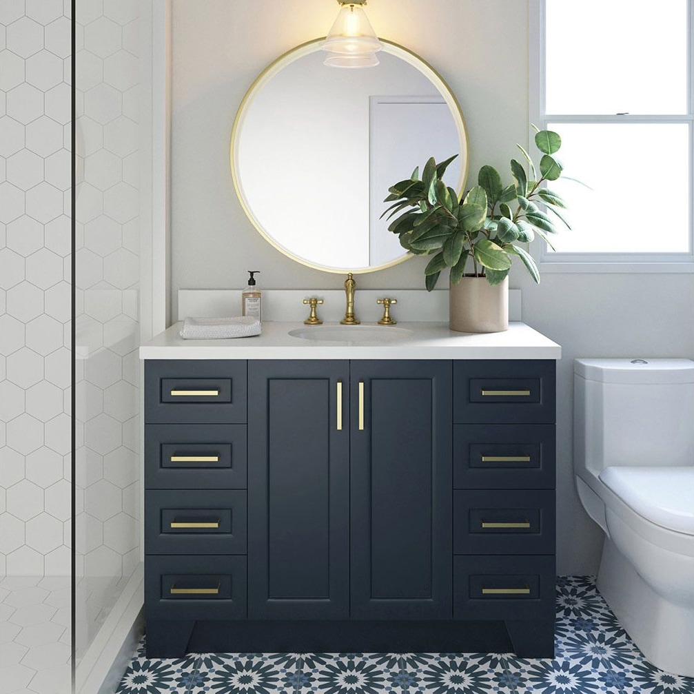 ARIEL Taylor 49-in Midnight Blue Undermount Single Sink Bathroom Vanity ...