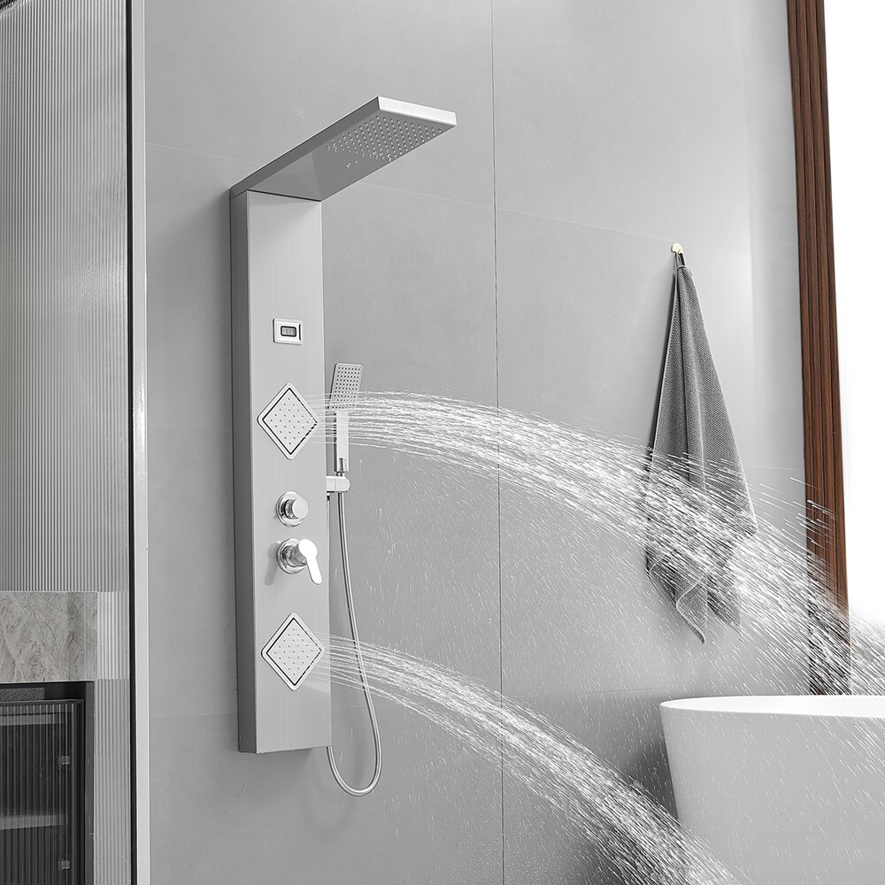 BWE Chrome Nickel 8-in Shower Panel System with 3-way Diverter (Valve ...