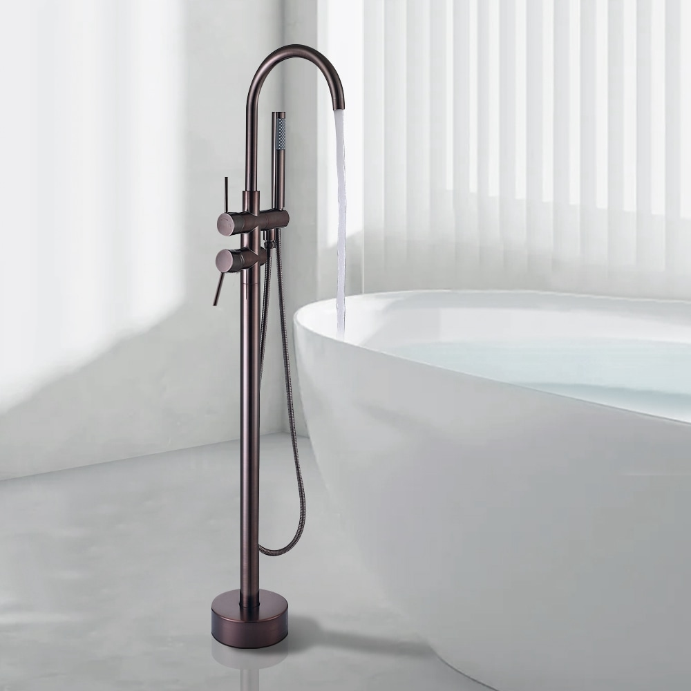 Topcraft FF012RB Oil rubbed bronze 2-handle Freestanding High-arc Bathtub Faucet with Hand Shower