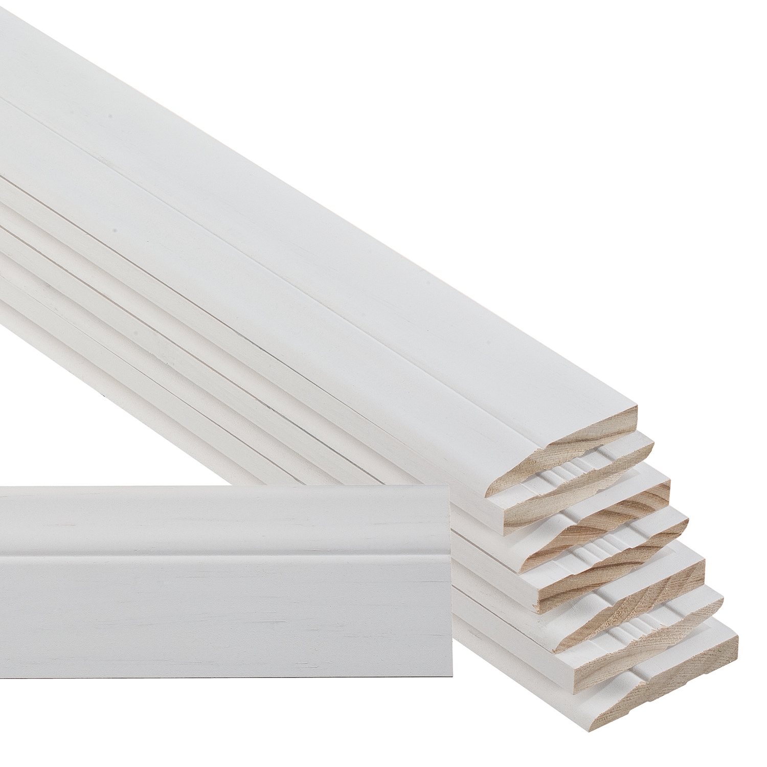 RELIABILT L043409212FBDL 7/16-in x 2-1/2-in x 12-ft Colonial Primed Pine 3409 Baseboard 8 -Pack