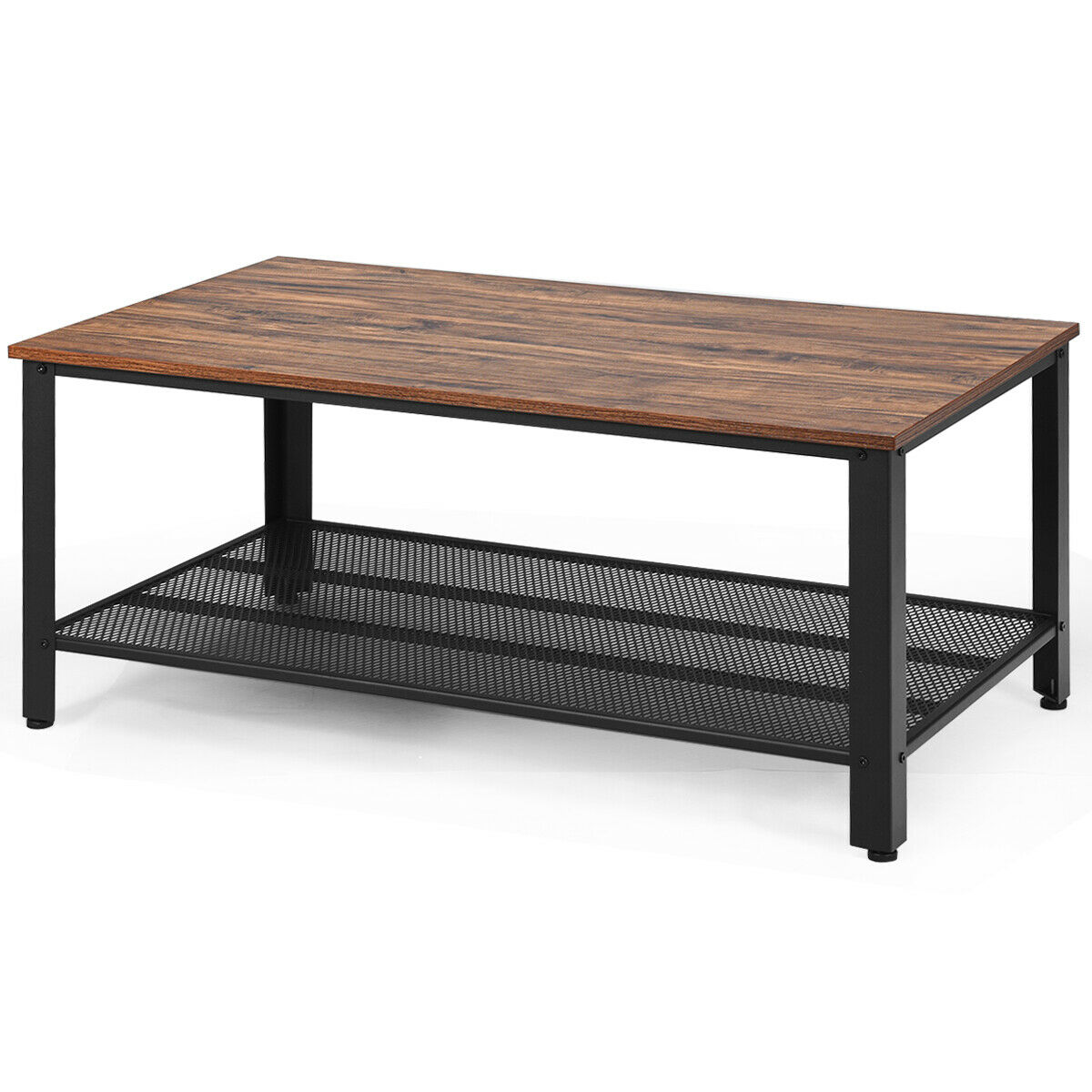 Goplus GYM03304 Costway Brown Wood Casual Coffee Table with Storage